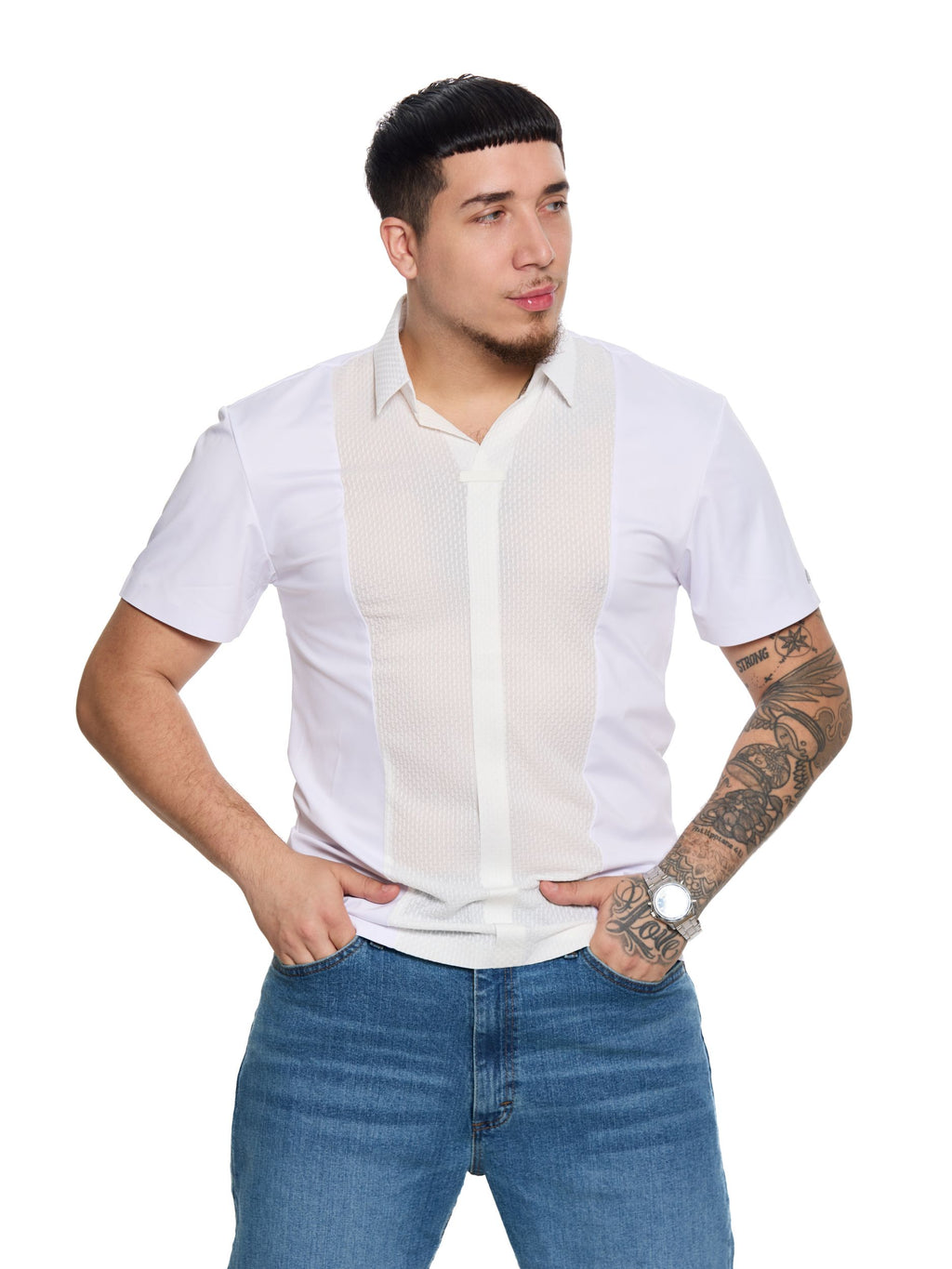 T&3s AeroFlex Contrast Performance Polo - White
