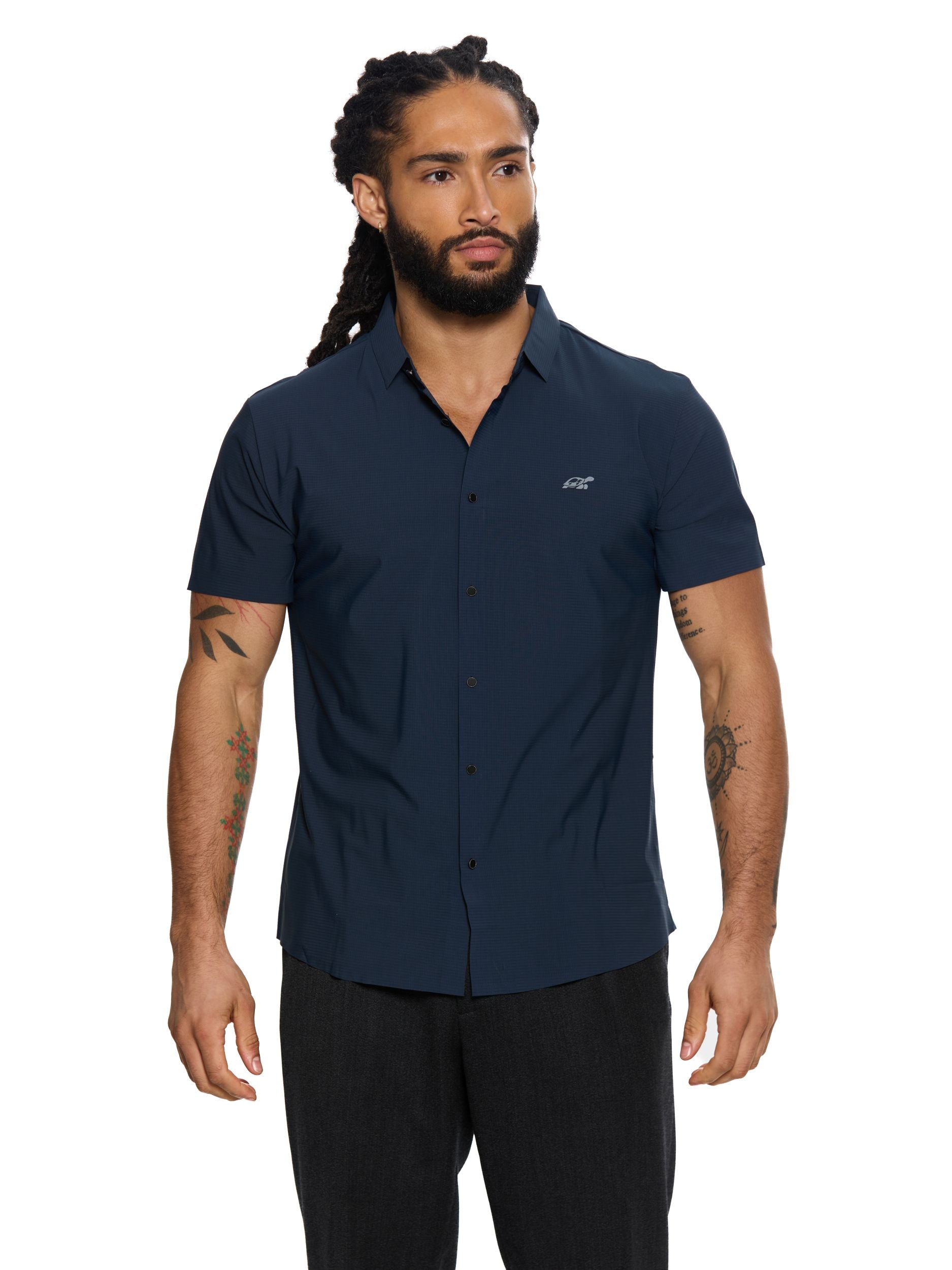 T&3s AeroFlex Performance Stretch Shirt – Navy Blue
