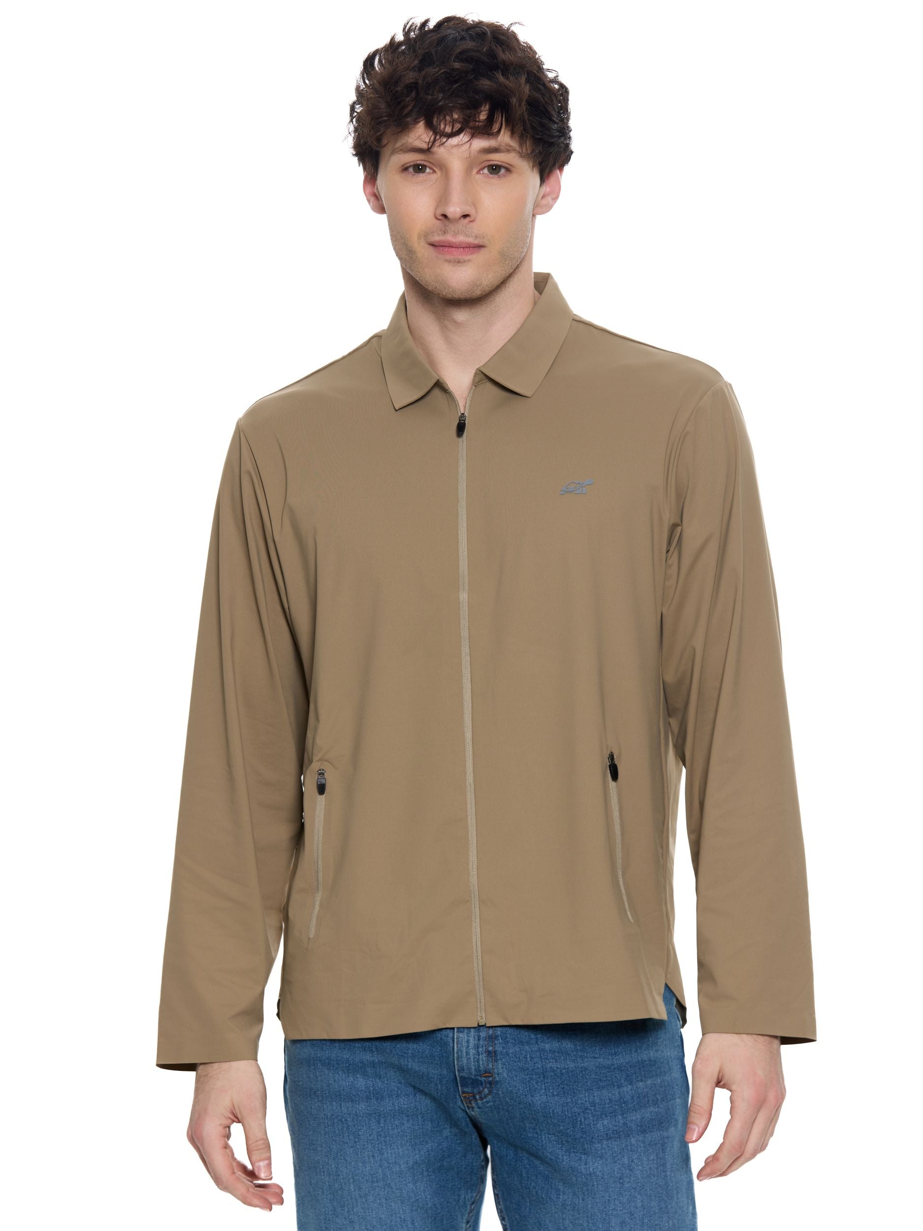 T&3s AeroFlex Performance Zip Jacket - Khaki Brown