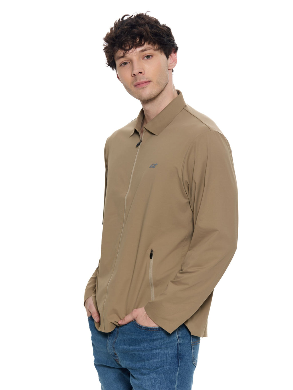 T&3s AeroFlex Performance Zip Jacket - Khaki Brown