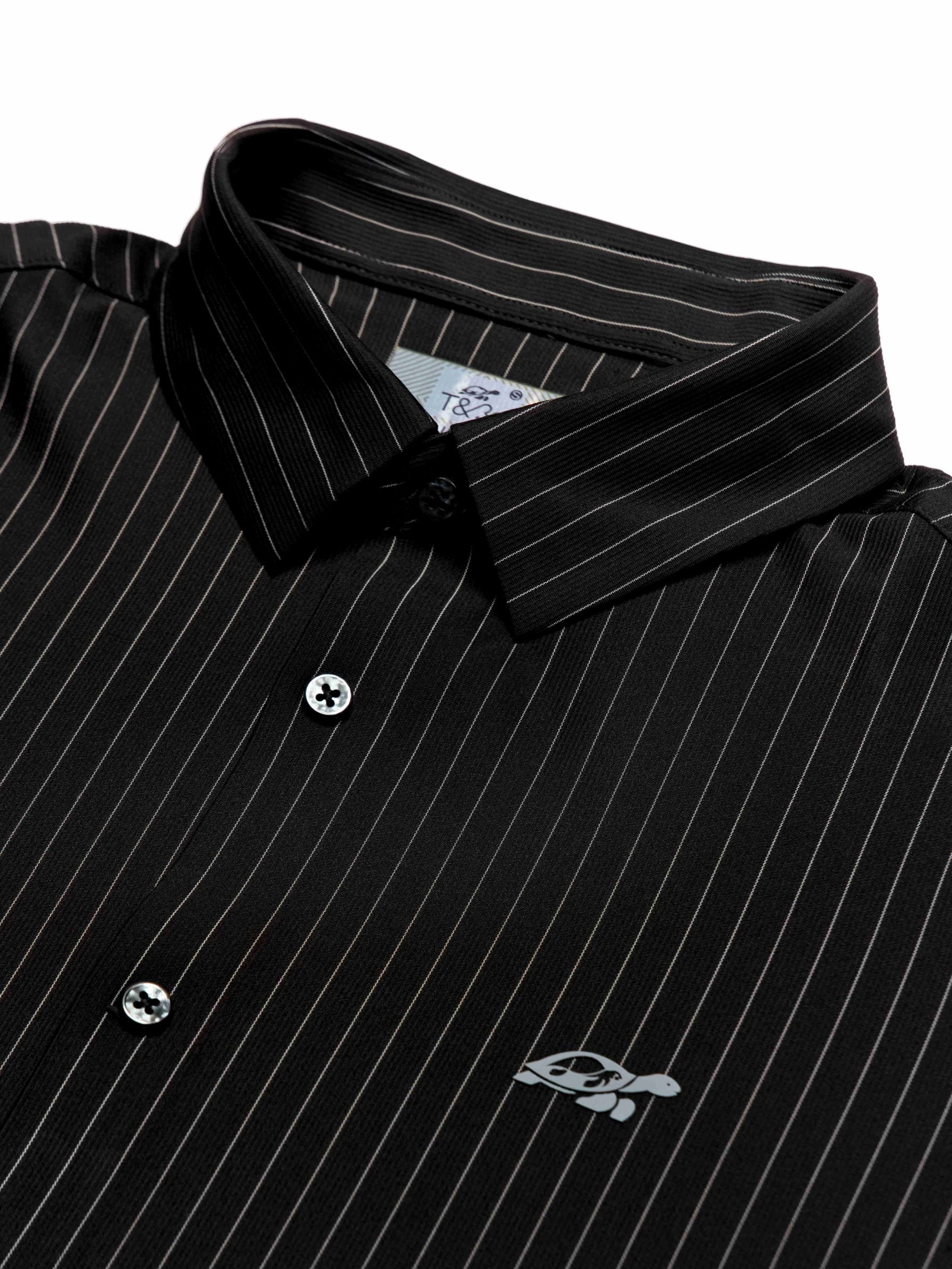 T&3s AeroFlex Pinstripe Performance Shirt - Black