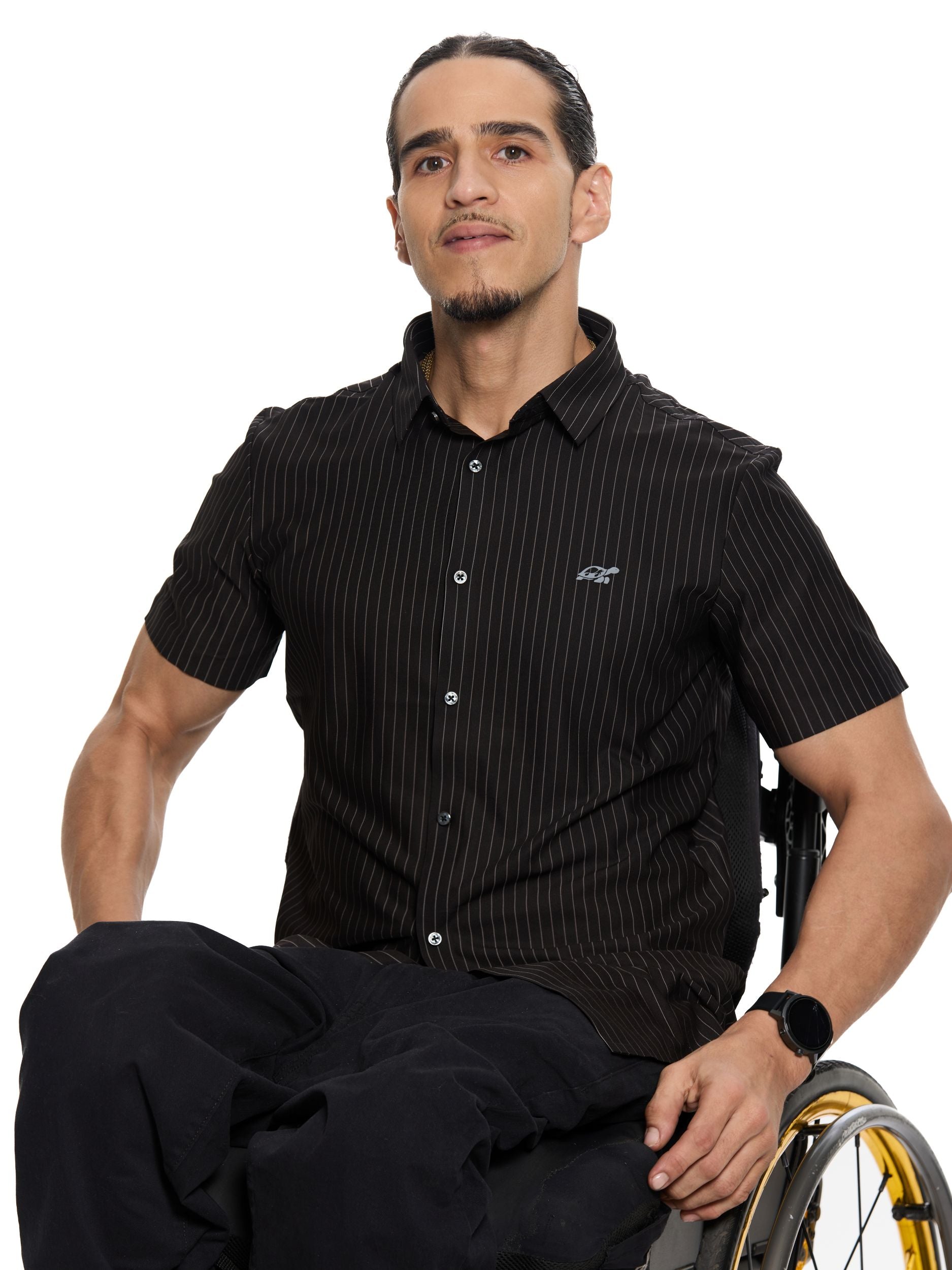 T&3s AeroFlex Pinstripe Performance Shirt - Black