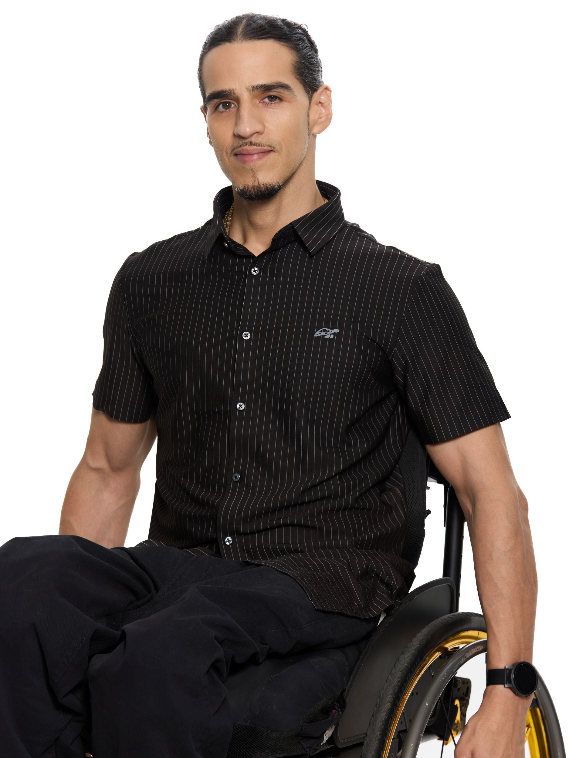 T&3s AeroFlex Pinstripe Performance Shirt - Black