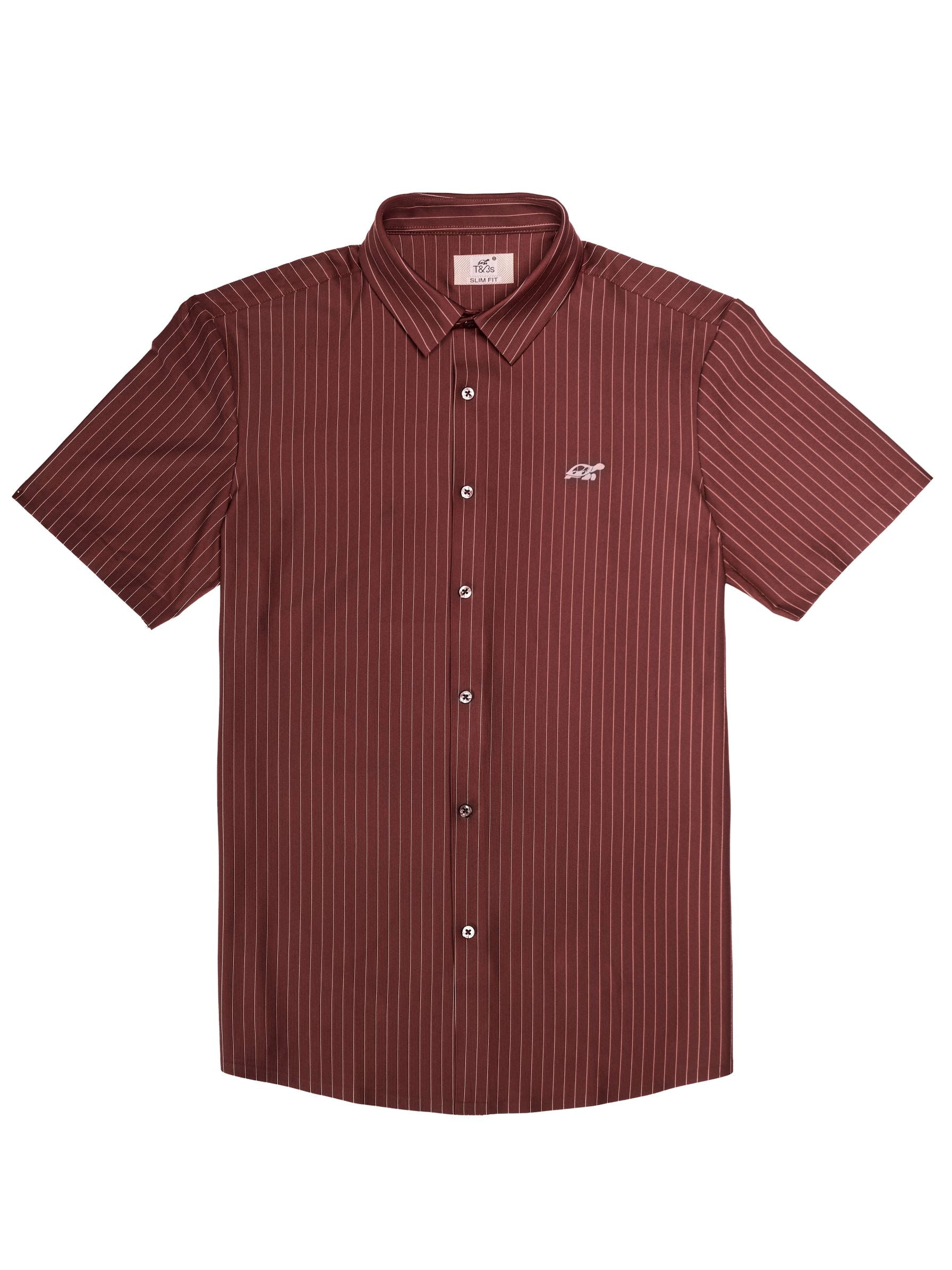 T&3s AeroFlex Pinstripe Performance Shirt - Maroon
