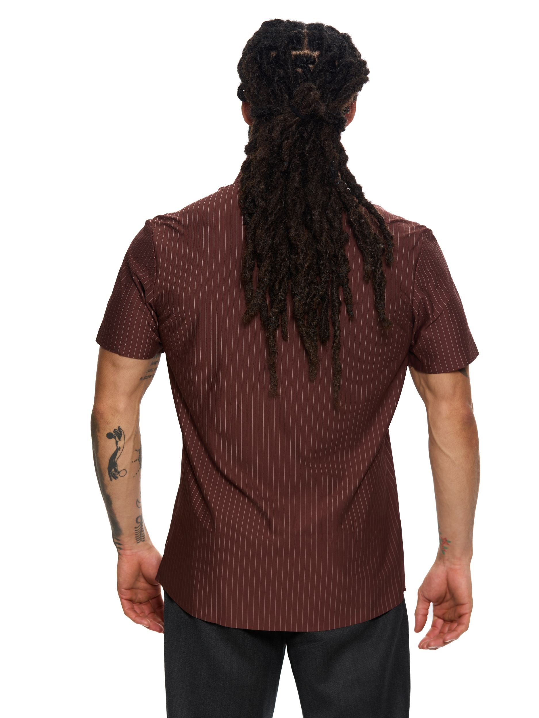 T&3s AeroFlex Pinstripe Performance Shirt - Maroon