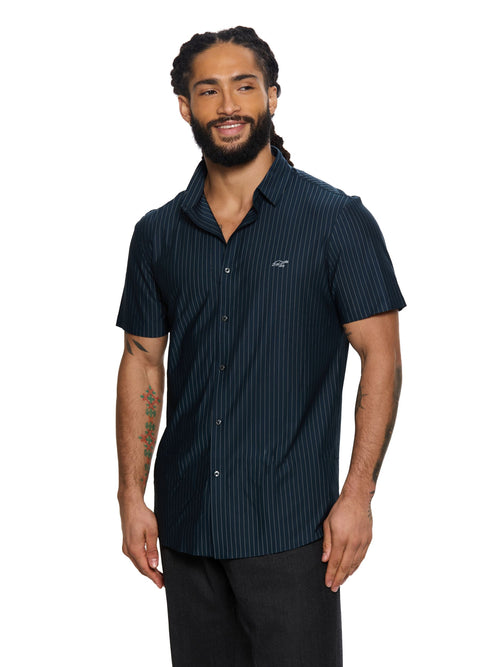 T&3s AeroFlex Pinstripe Performance Shirt - Navy Blue