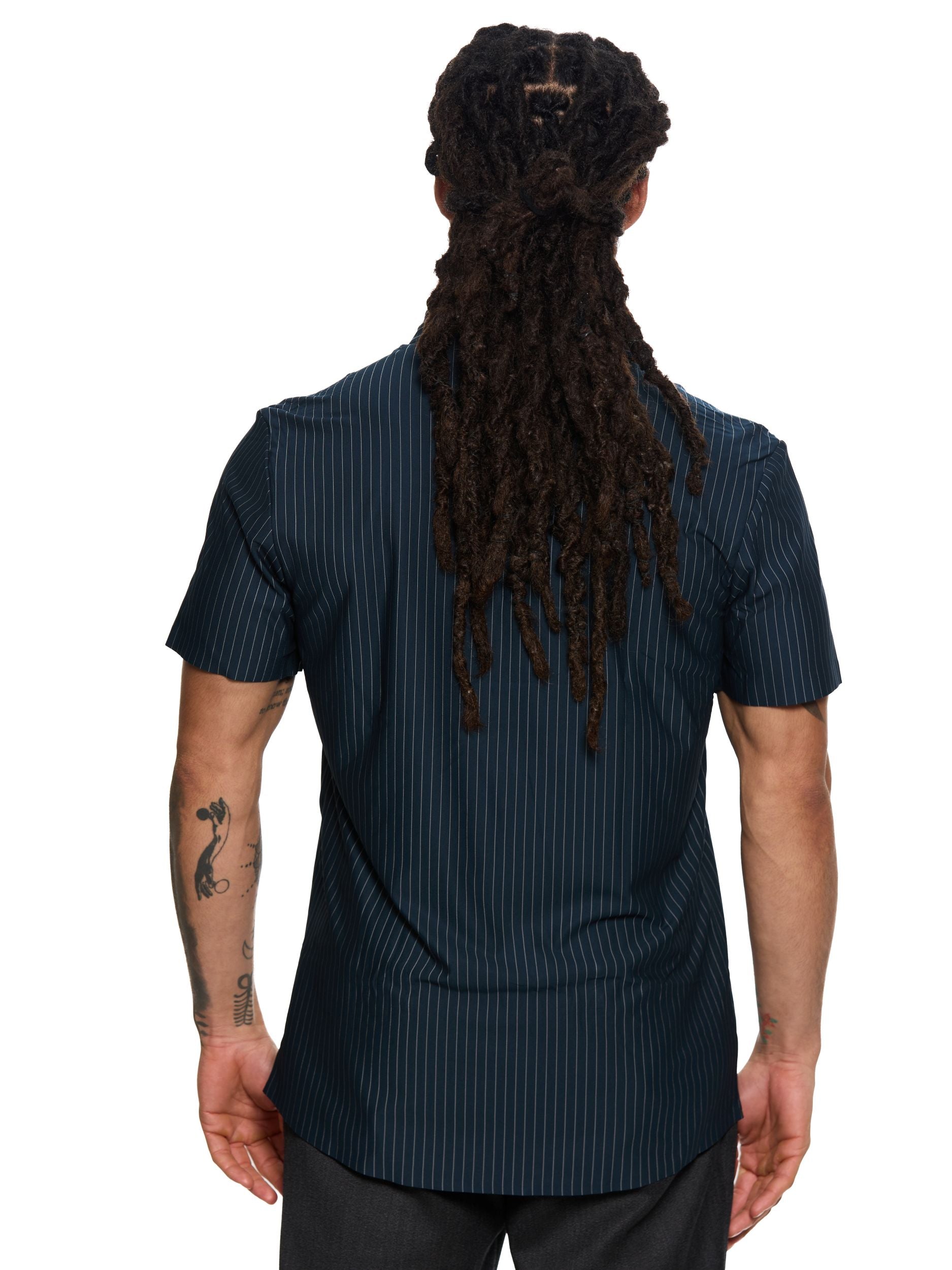 T&3s AeroFlex Pinstripe Performance Shirt - Navy Blue