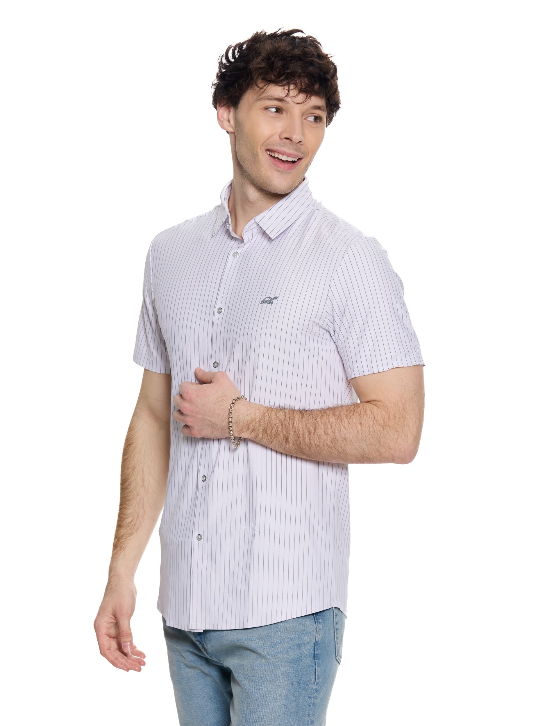 T&3s AeroFlex Pinstripe Performance Shirt - White
