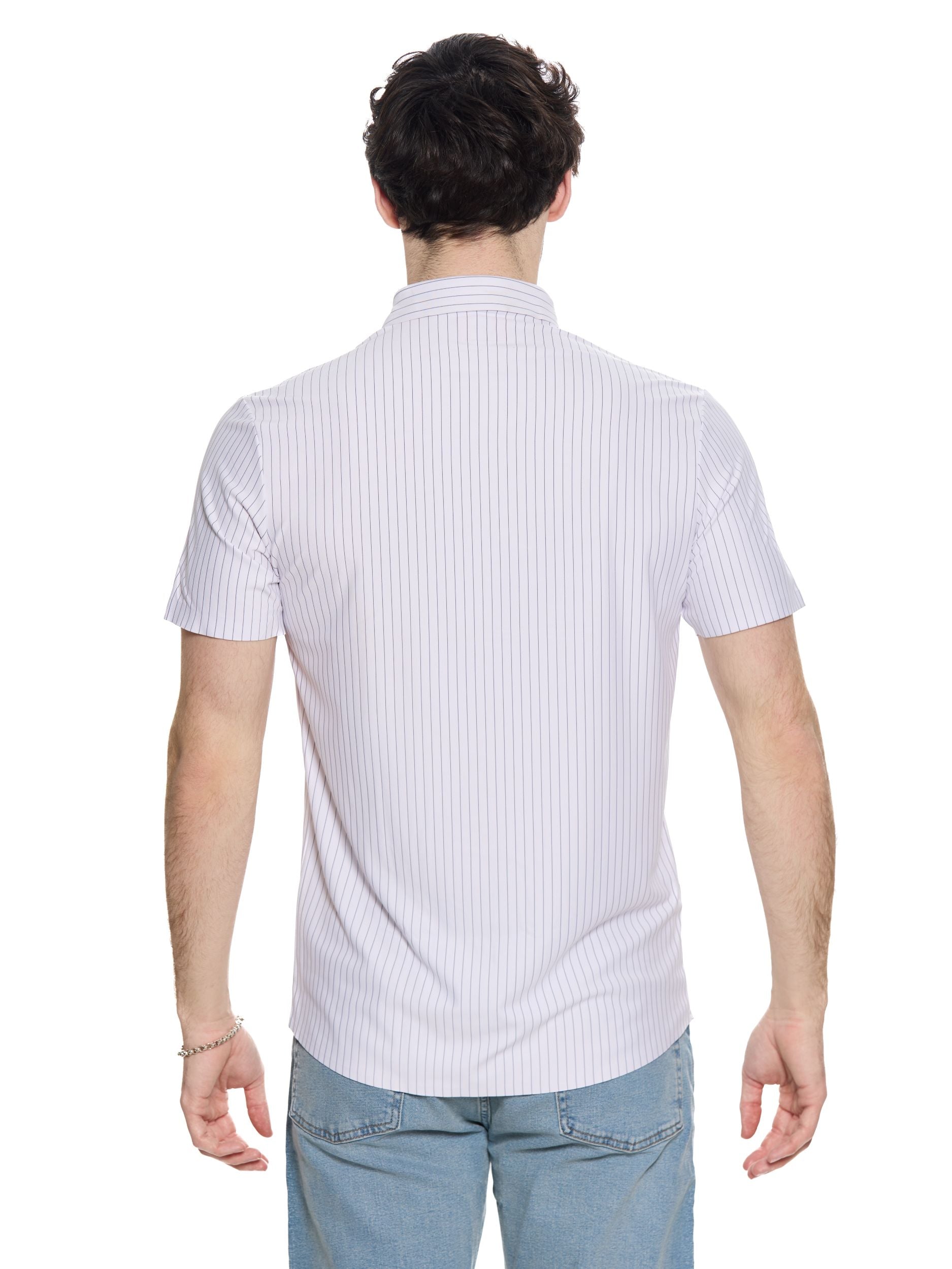 T&3s AeroFlex Pinstripe Performance Shirt - White