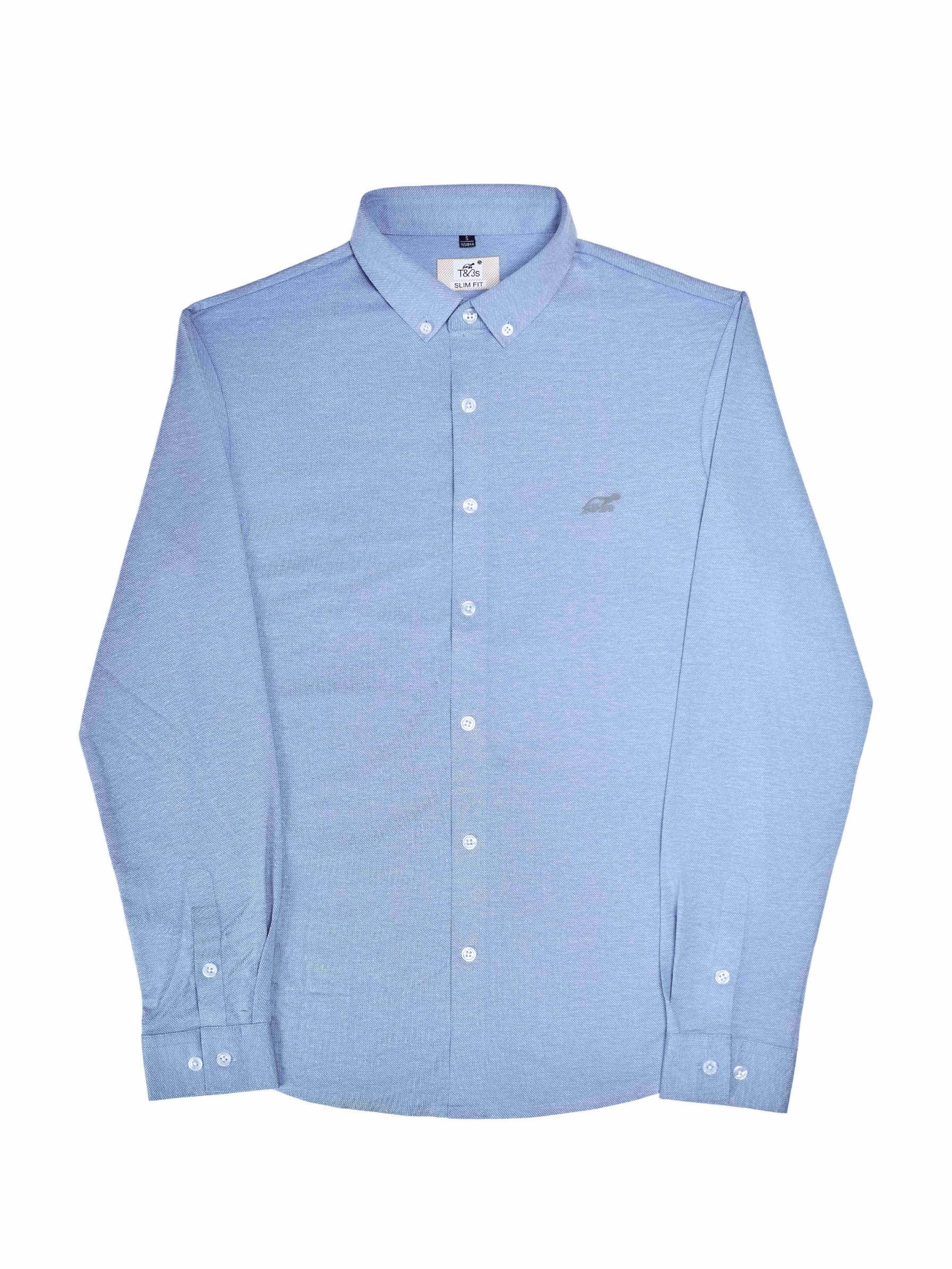 T&3s AeroFlex Sky Stretch Dress Shirt - Chambray blue