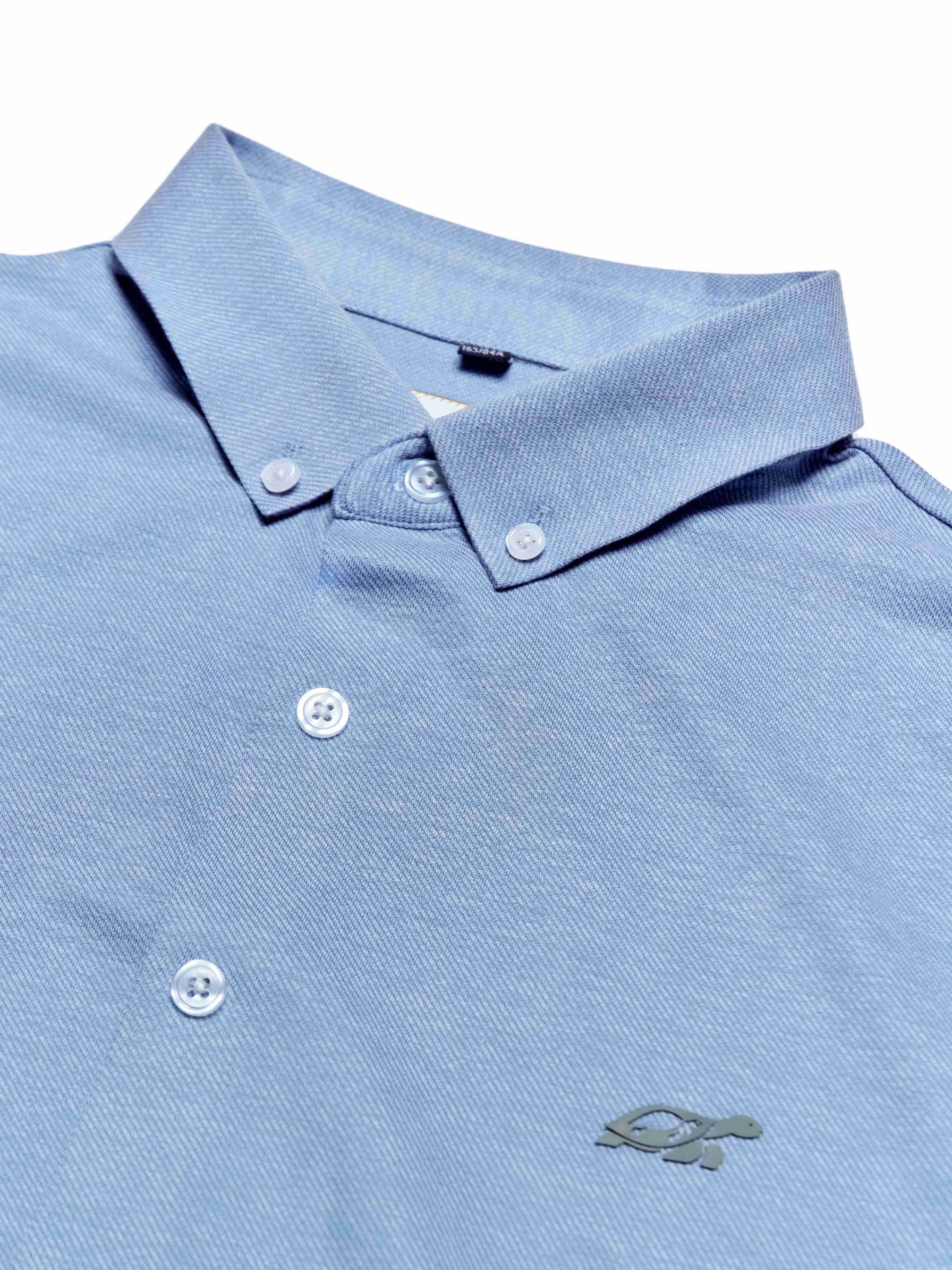 T&3s AeroFlex Sky Stretch Dress Shirt - Chambray blue