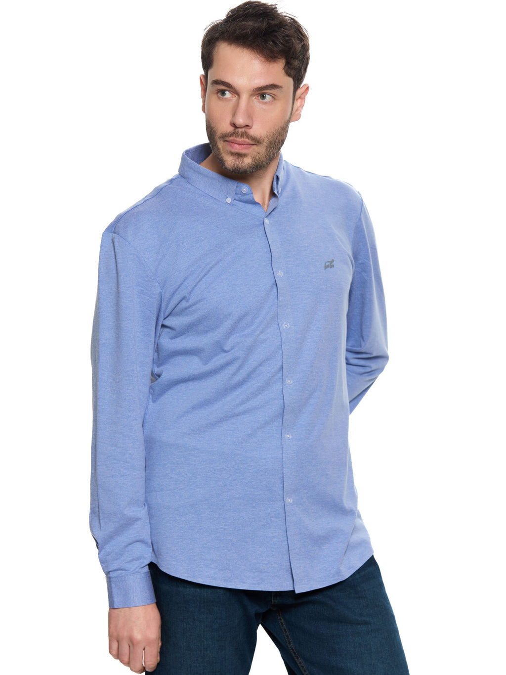 T&3s AeroFlex Sky Stretch Dress Shirt - Chambray blue