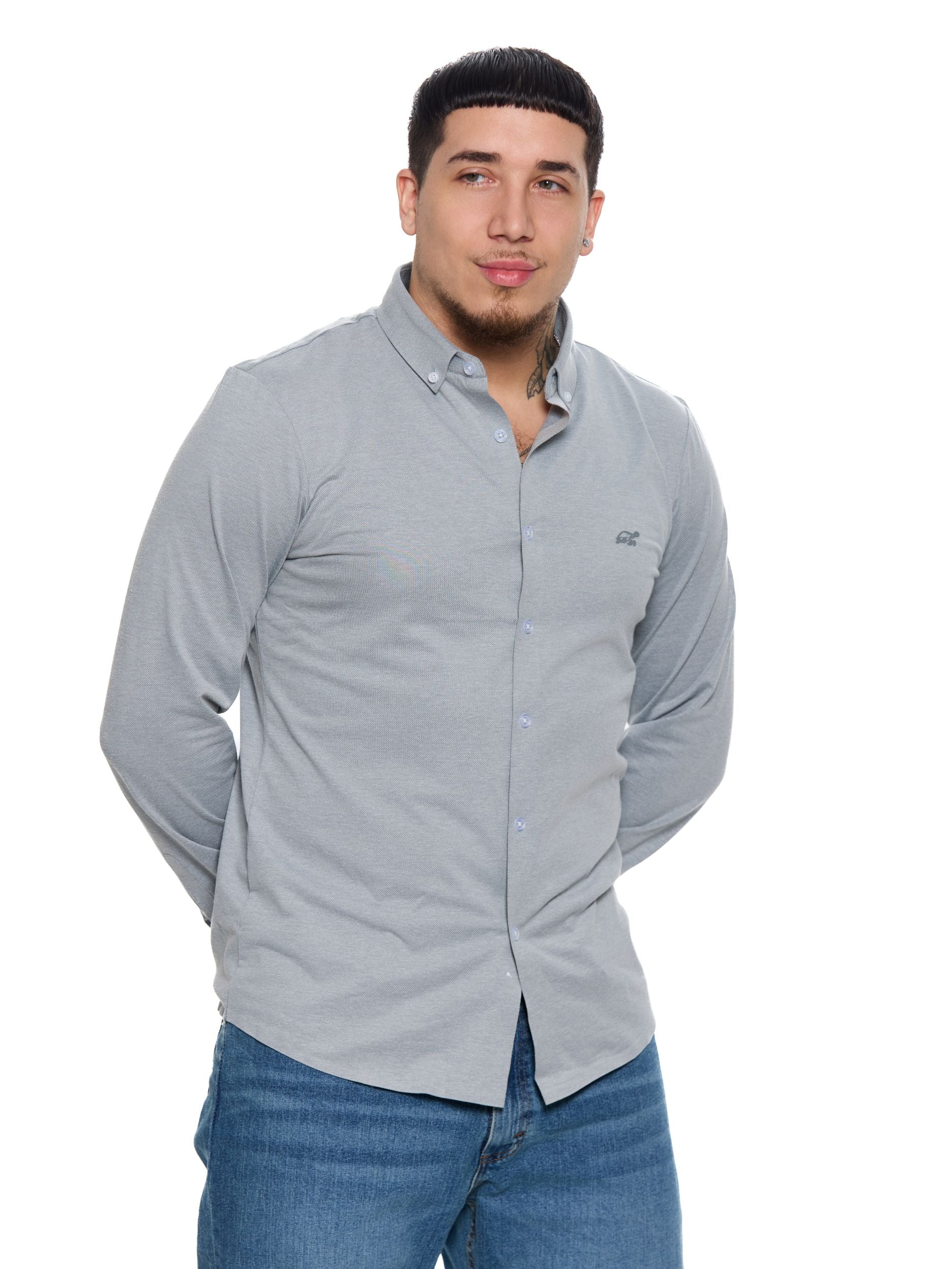 T&3s AeroFlex Sky Stretch Dress Shirt - Heather Grey
