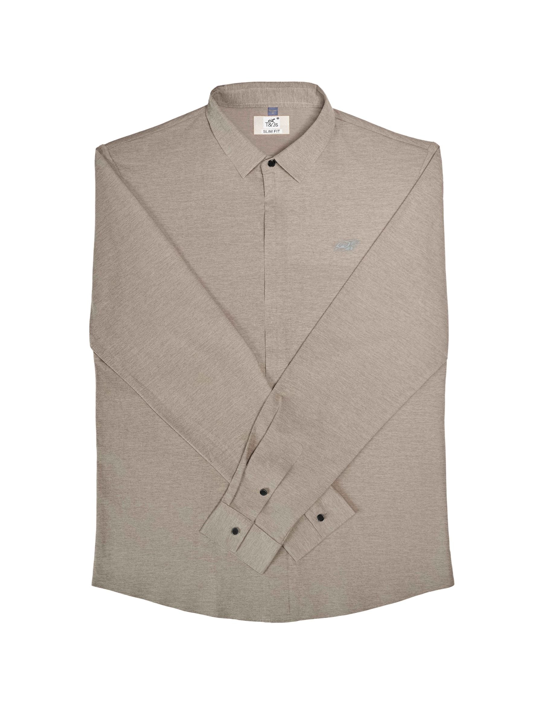 T&3s AeroFlex Zip Performance Shirt - Taupe ( Dark TAN )