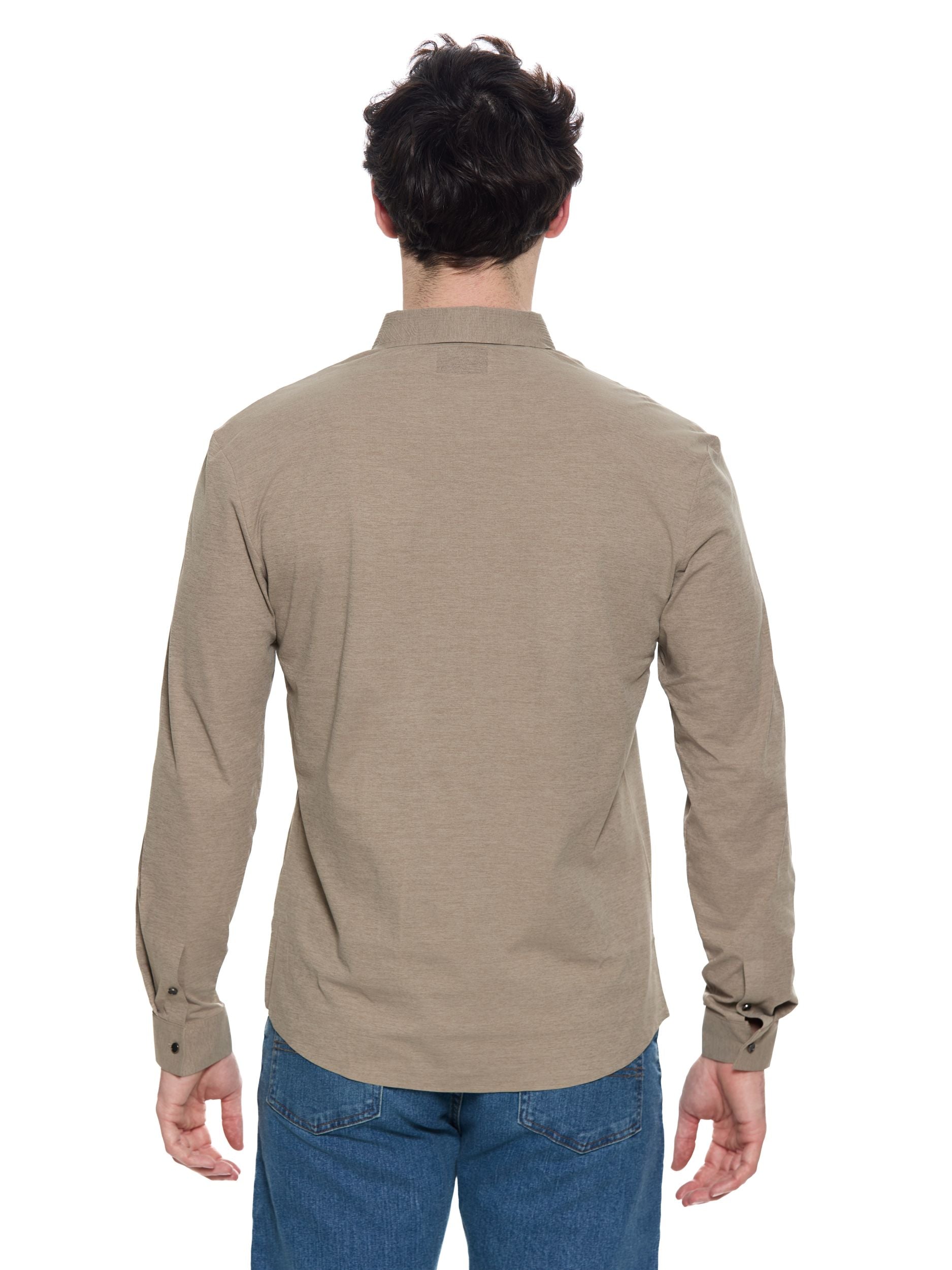 T&3s AeroFlex Zip Performance Shirt - Taupe ( Dark TAN )
