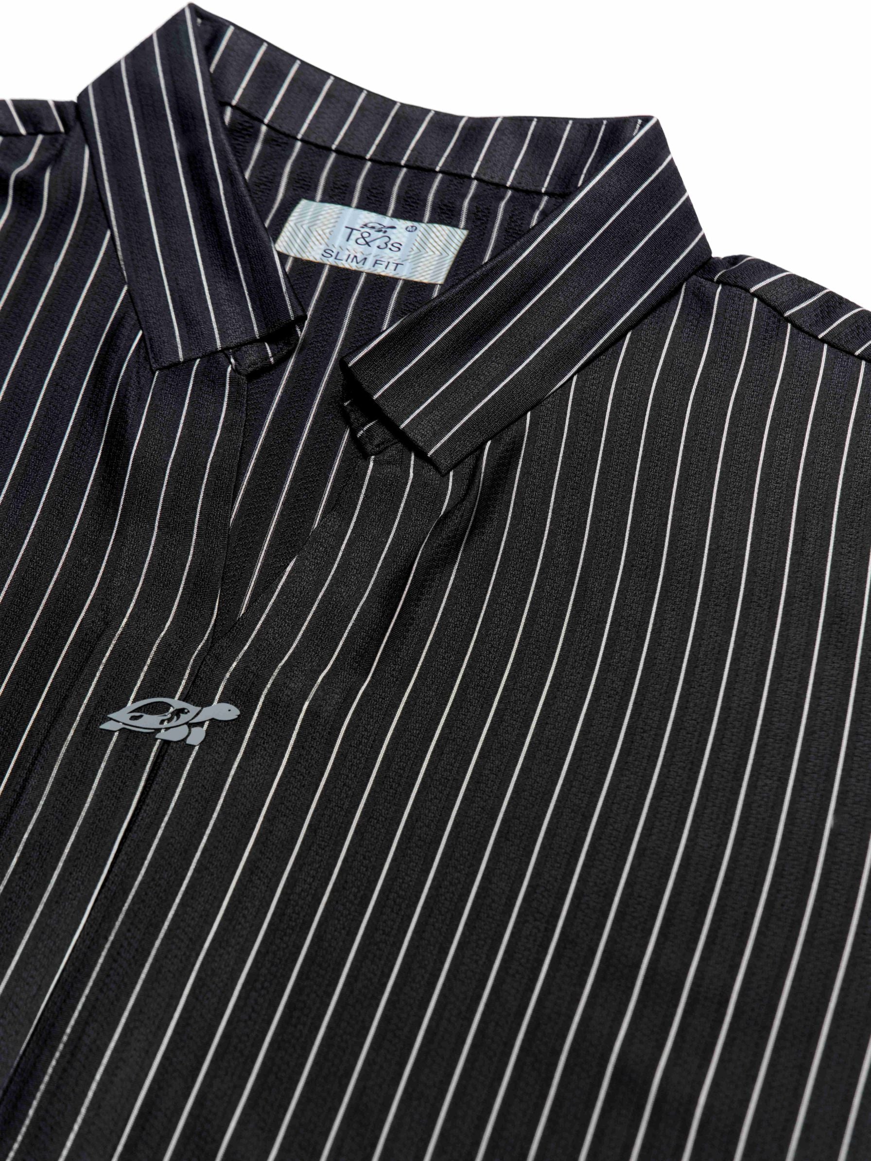 T&3s AeroStripe Premium Stretch Golf & Casual Polo - Black