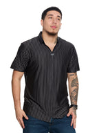 T&3s AeroStripe Premium Stretch Golf & Casual Polo - Black