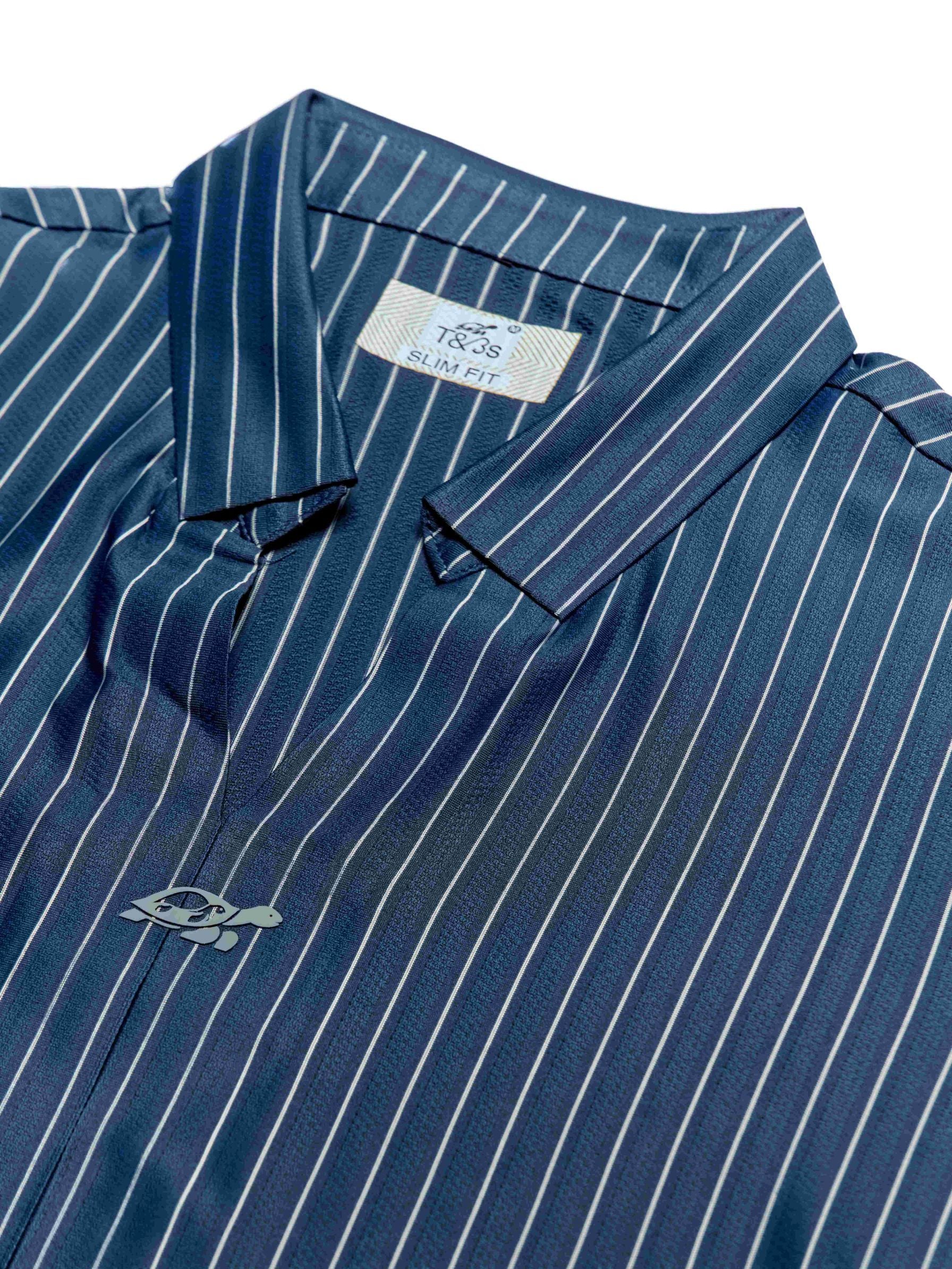 T&3s AeroStripe Premium Stretch Golf & Casual Polo - Blue