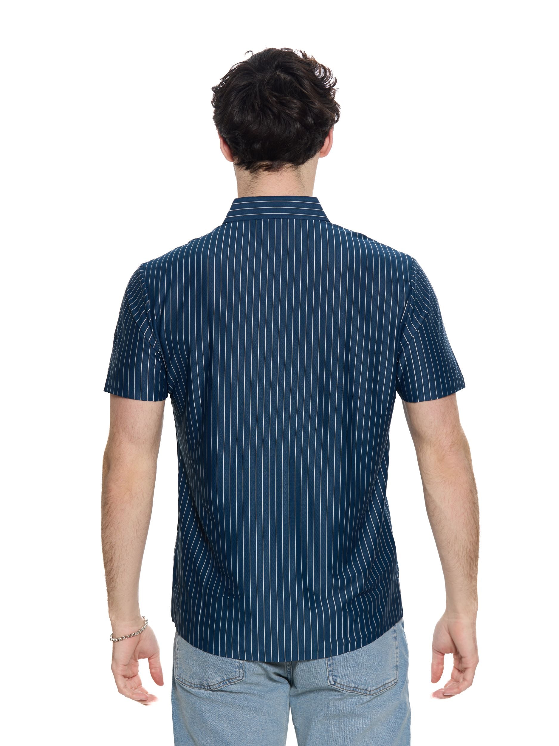 T&3s AeroStripe Premium Stretch Golf & Casual Polo - Blue