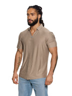 T&3s AeroStripe Premium Stretch Golf & Casual Polo - Desert Mirage