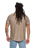 T&3s AeroStripe Premium Stretch Golf & Casual Polo - Desert Mirage