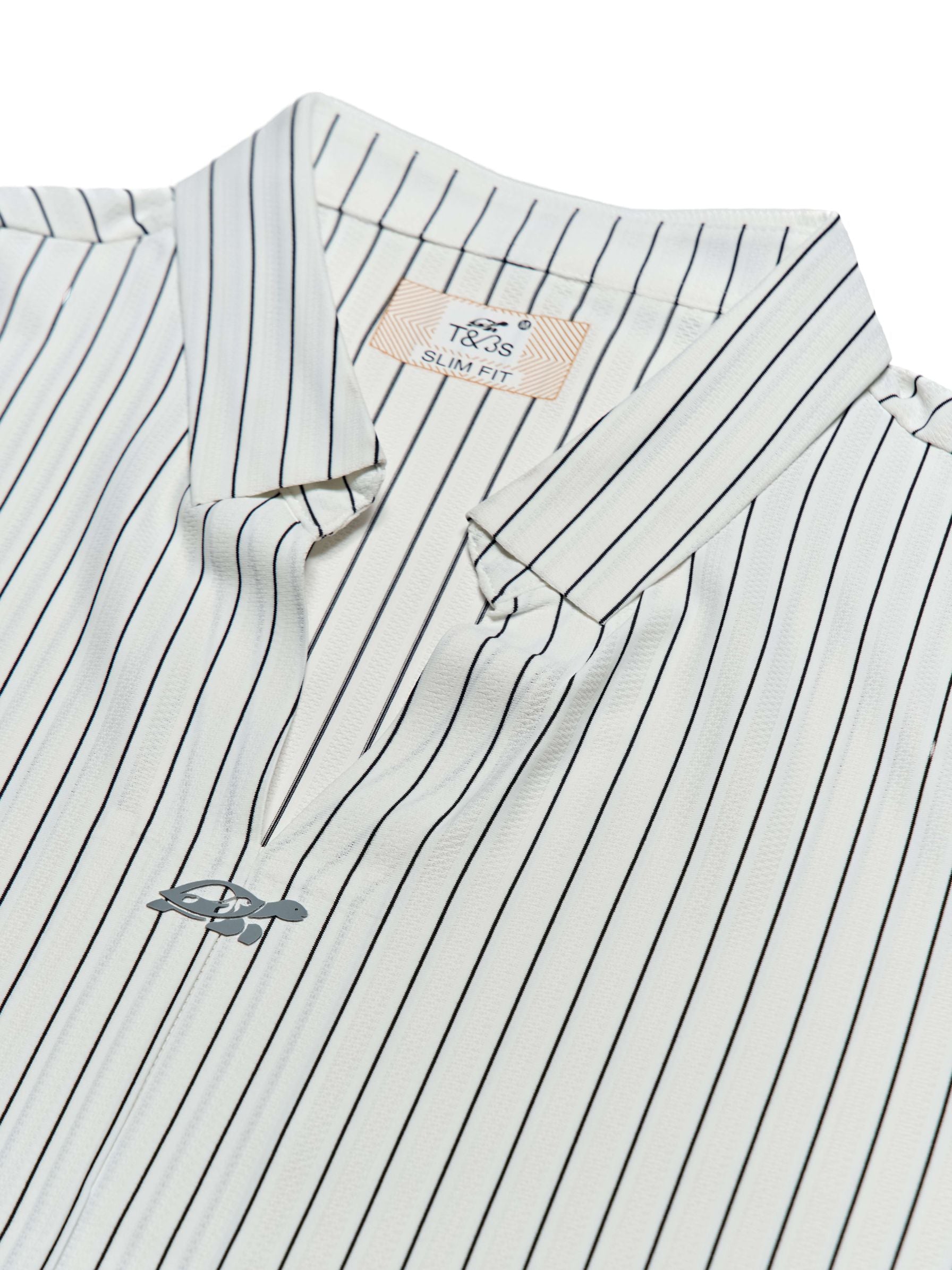 T&3s AeroStripe Premium Stretch Golf & Casual Polo - White