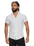 T&3s AeroStripe Premium Stretch Golf & Casual Polo - White