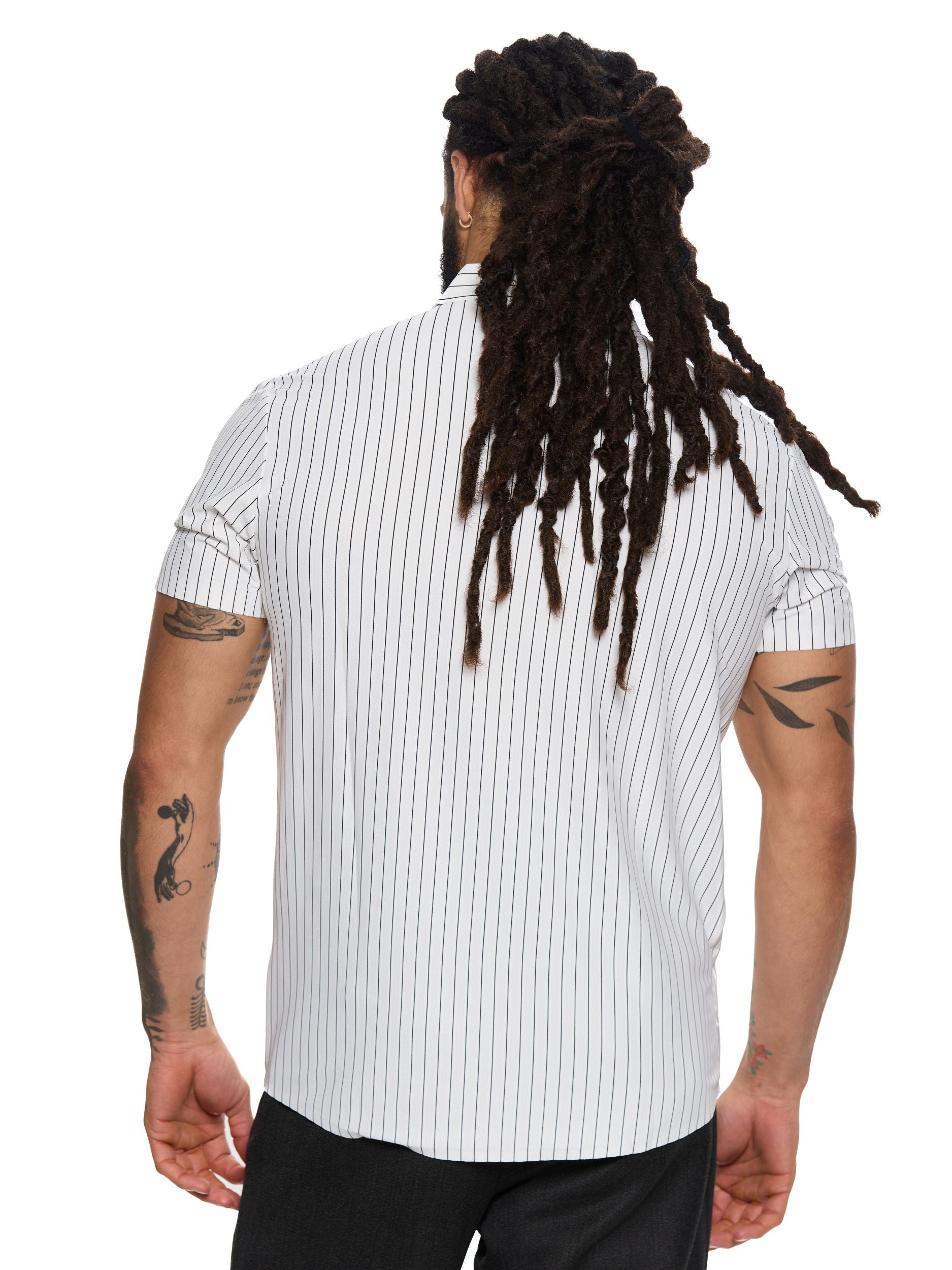 T&3s AeroStripe Premium Stretch Golf & Casual Polo - White