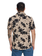T&3s Azure Bloom Cuban Collar Viscose Shirt - Black
