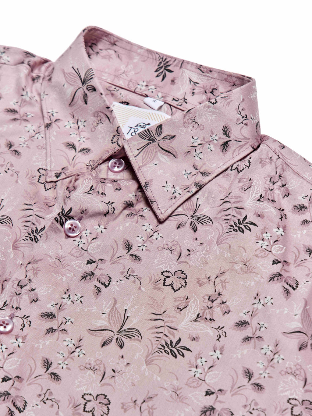 T&3s Azure Bloom Cuban Collar Viscose Shirt - Heather Pink