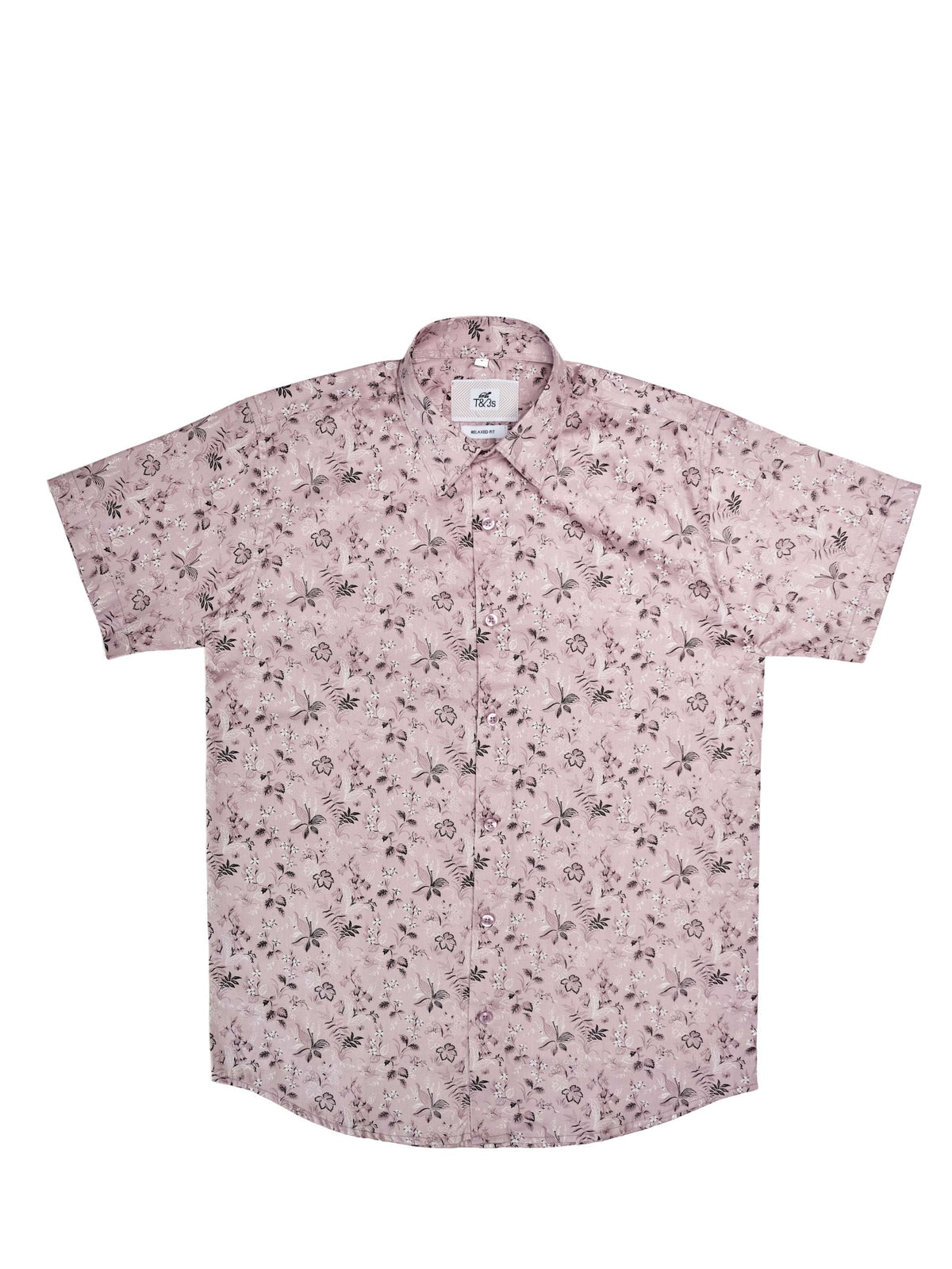 T&3s Azure Bloom Cuban Collar Viscose Shirt - Heather Pink