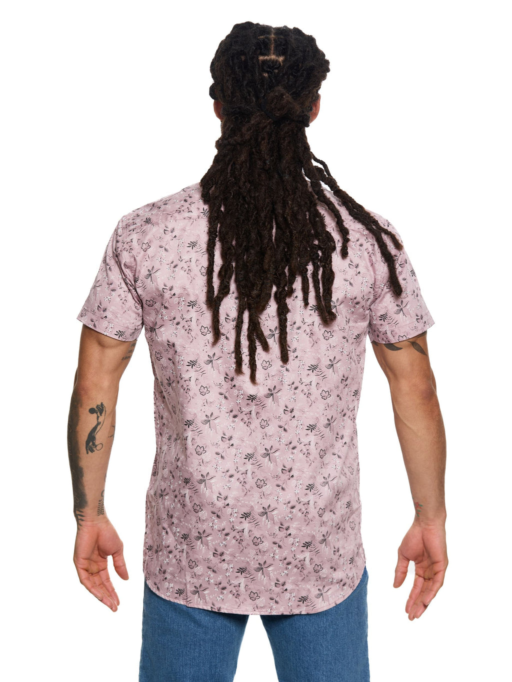 T&3s Azure Bloom Cuban Collar Viscose Shirt - Heather Pink