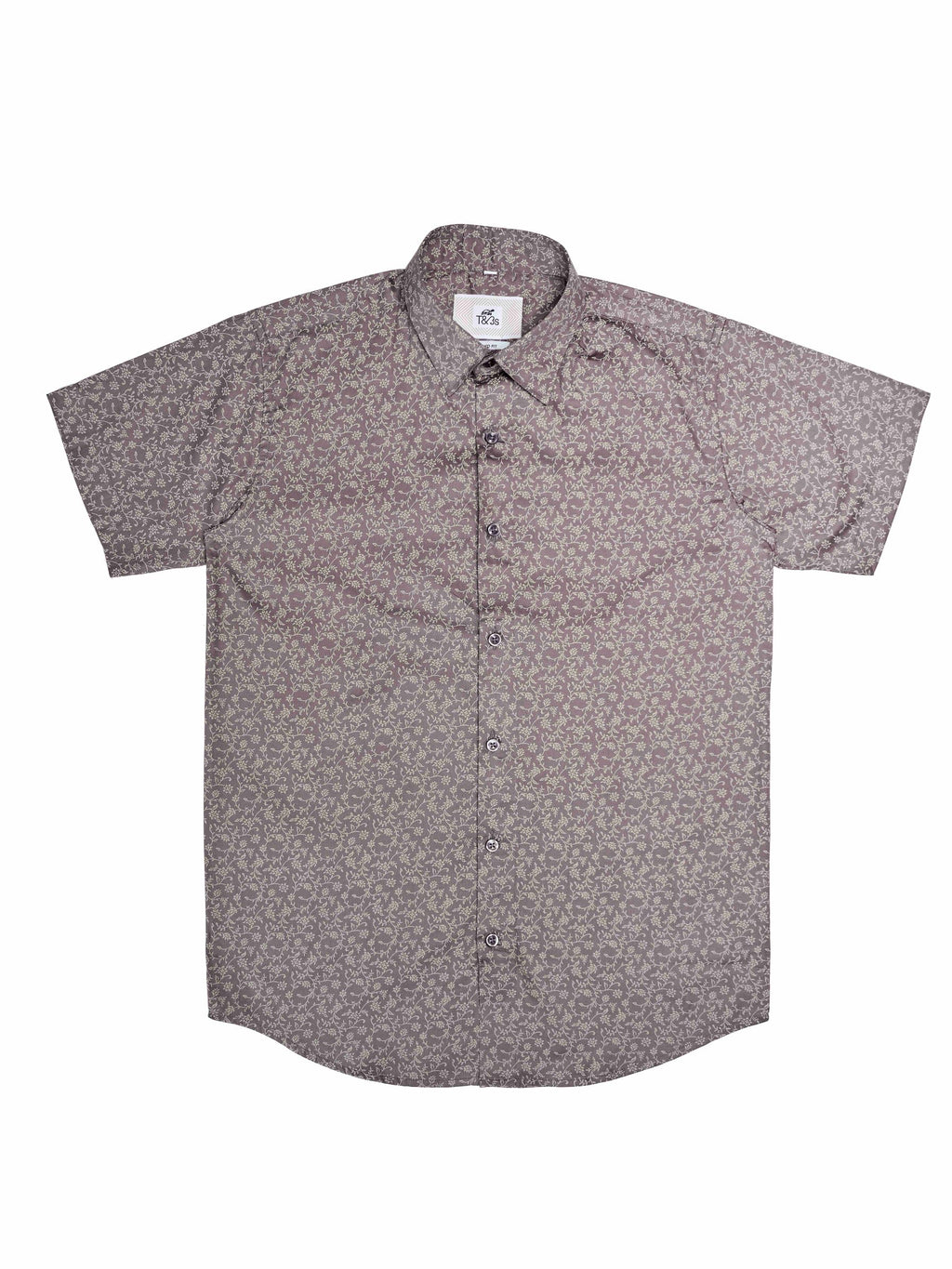 T&3s Azure Bloom Cuban Collar Viscose Shirt - Heather Purple