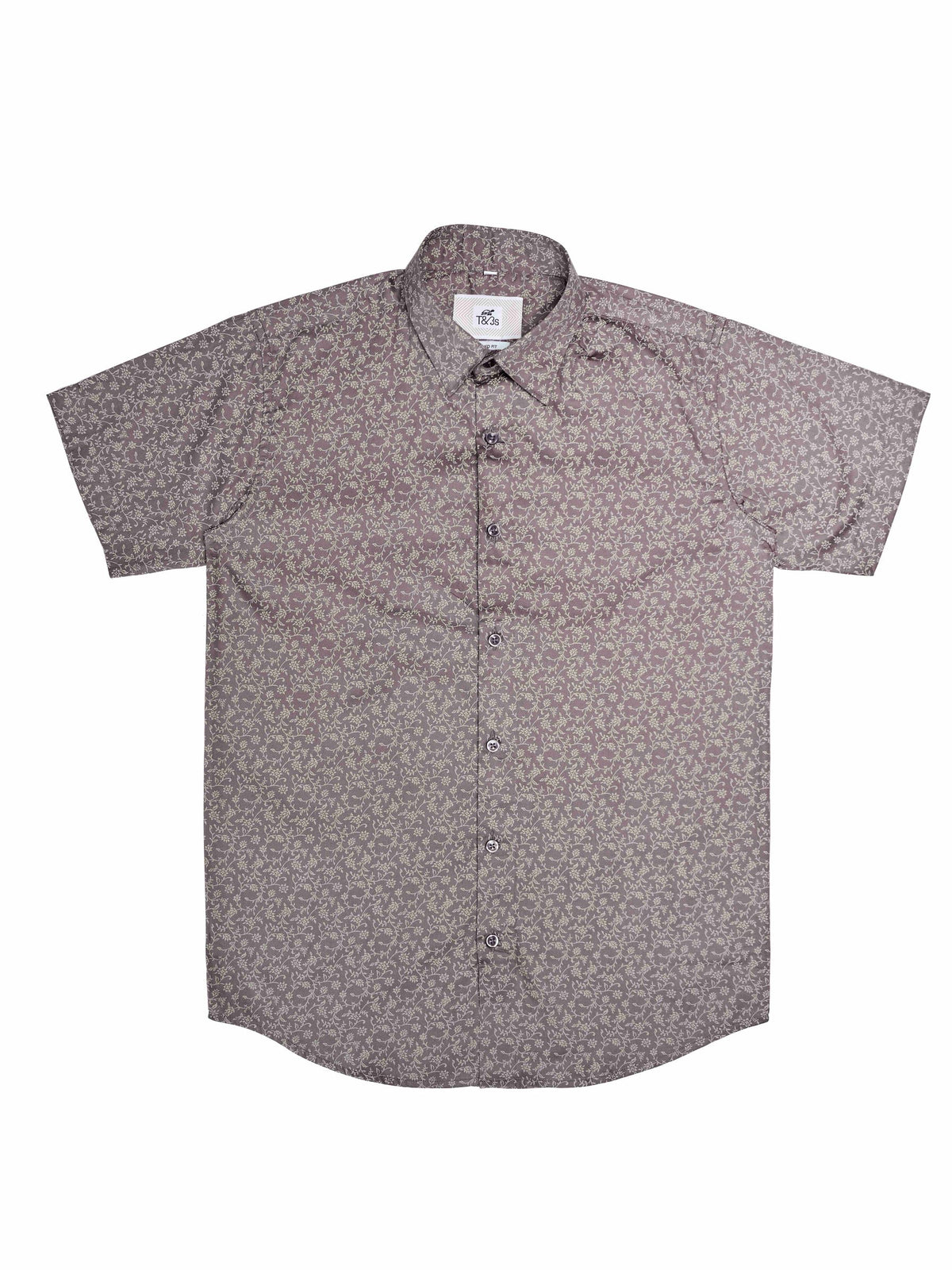 T&3s Azure Bloom Cuban Collar Viscose Shirt - Heather Purple