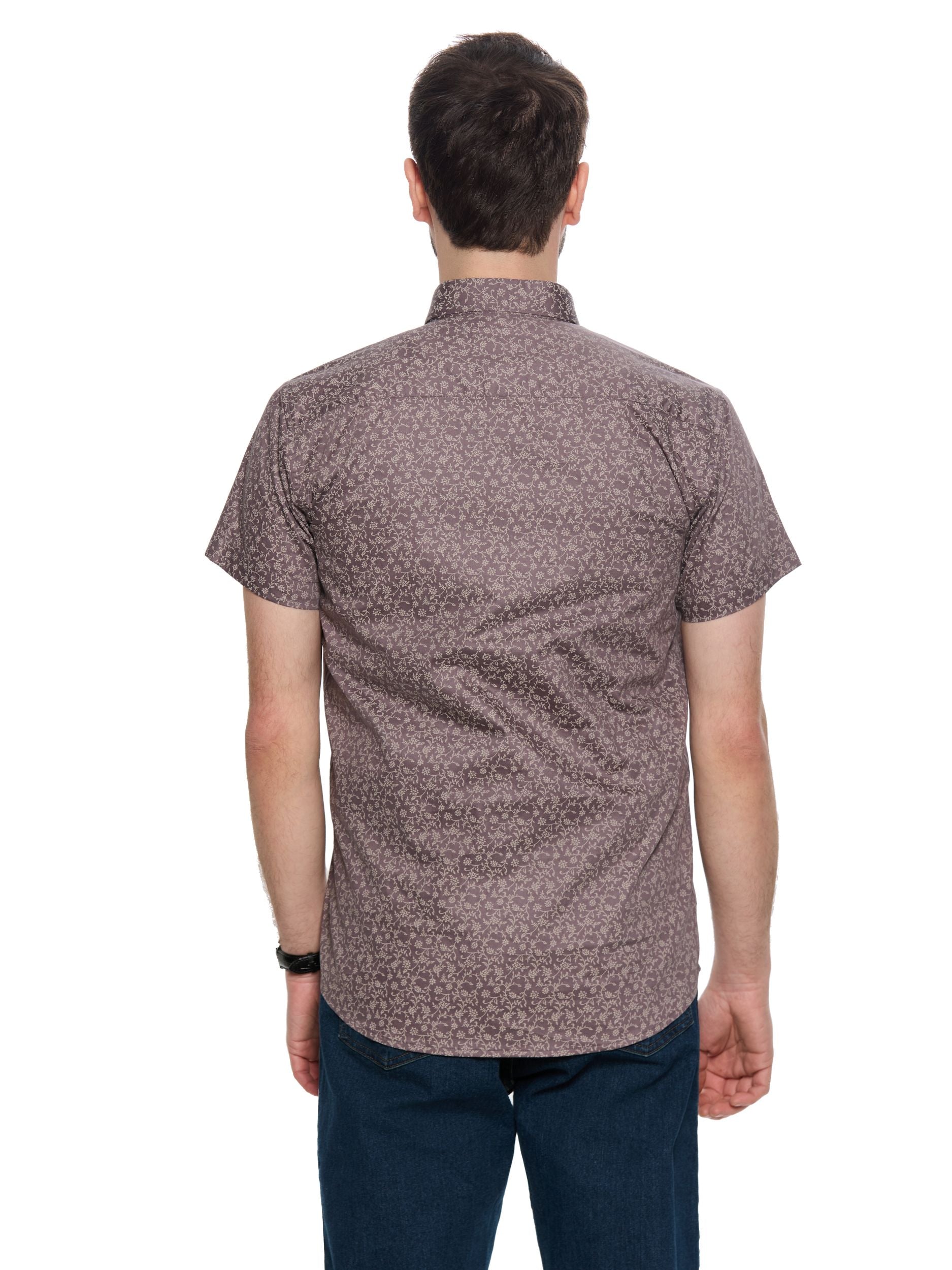 T&3s Azure Bloom Cuban Collar Viscose Shirt - Heather Purple