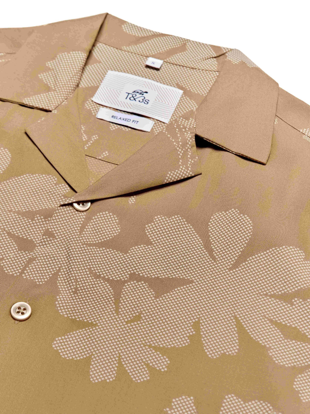 T&3s Azure Bloom Cuban Collar Viscose Shirt - Neutral Floral