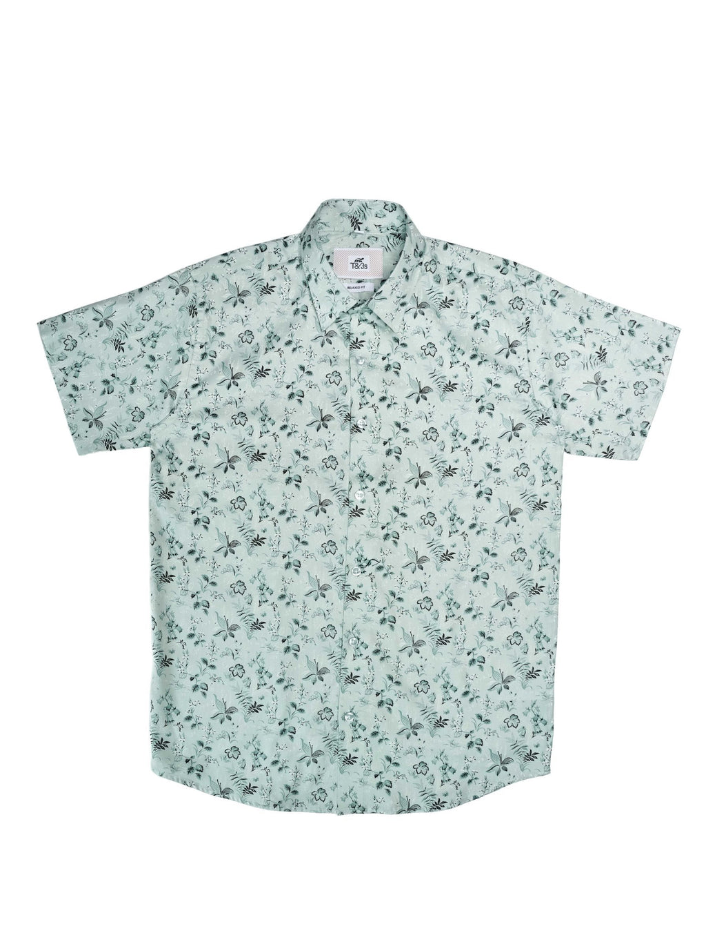 T&3s Azure Bloom Cuban Collar Viscose Shirt - Sage Mint