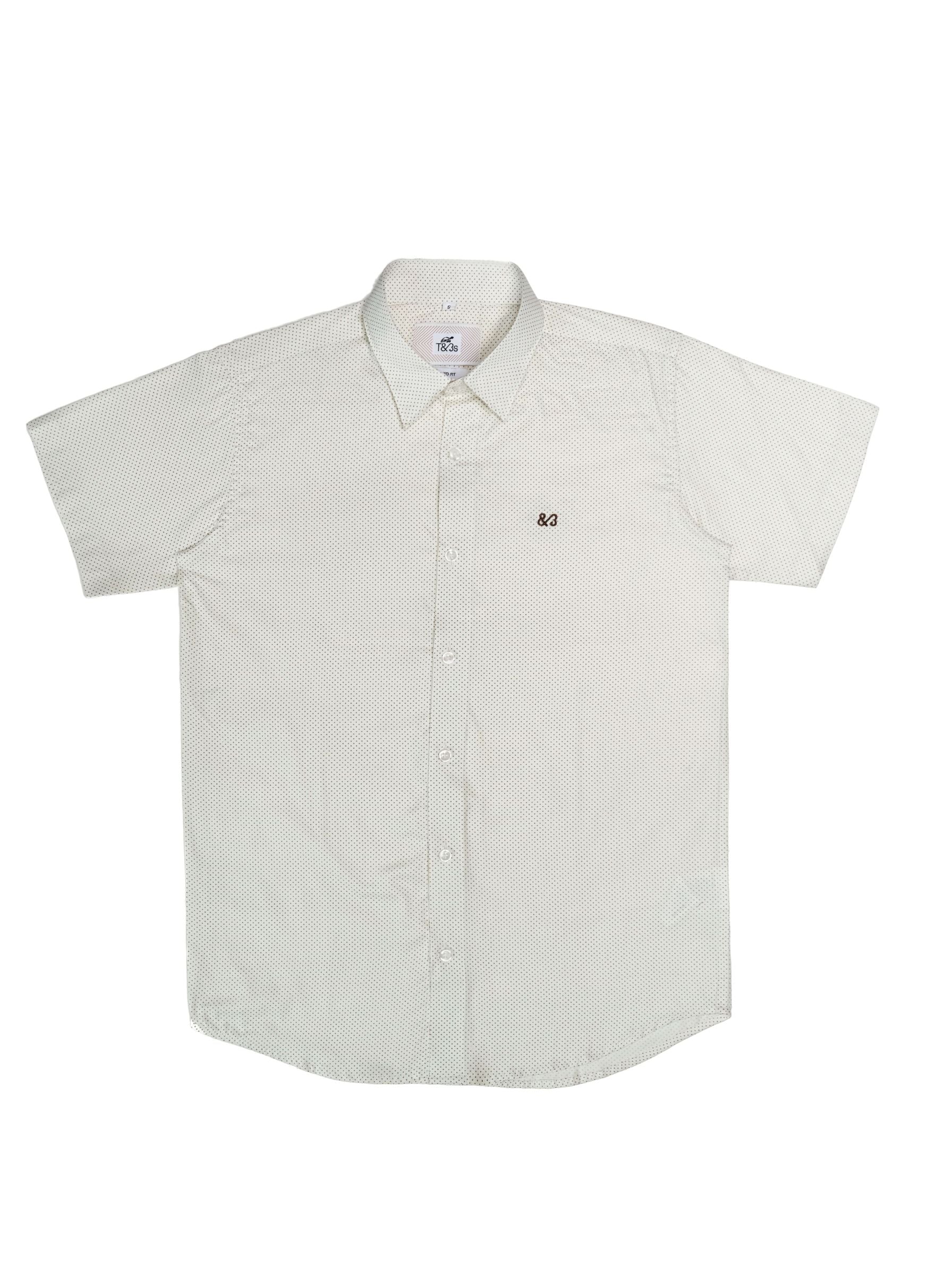 T&3s Azure Micro Print Viscose Shirt - Vanila Cream