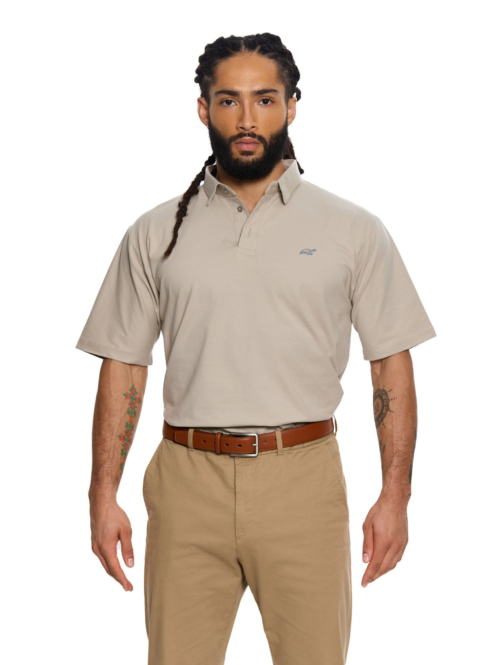 T&3s Cotton Polo – Water-Repellent Performance Polo T- Shirt -  Light Khaki