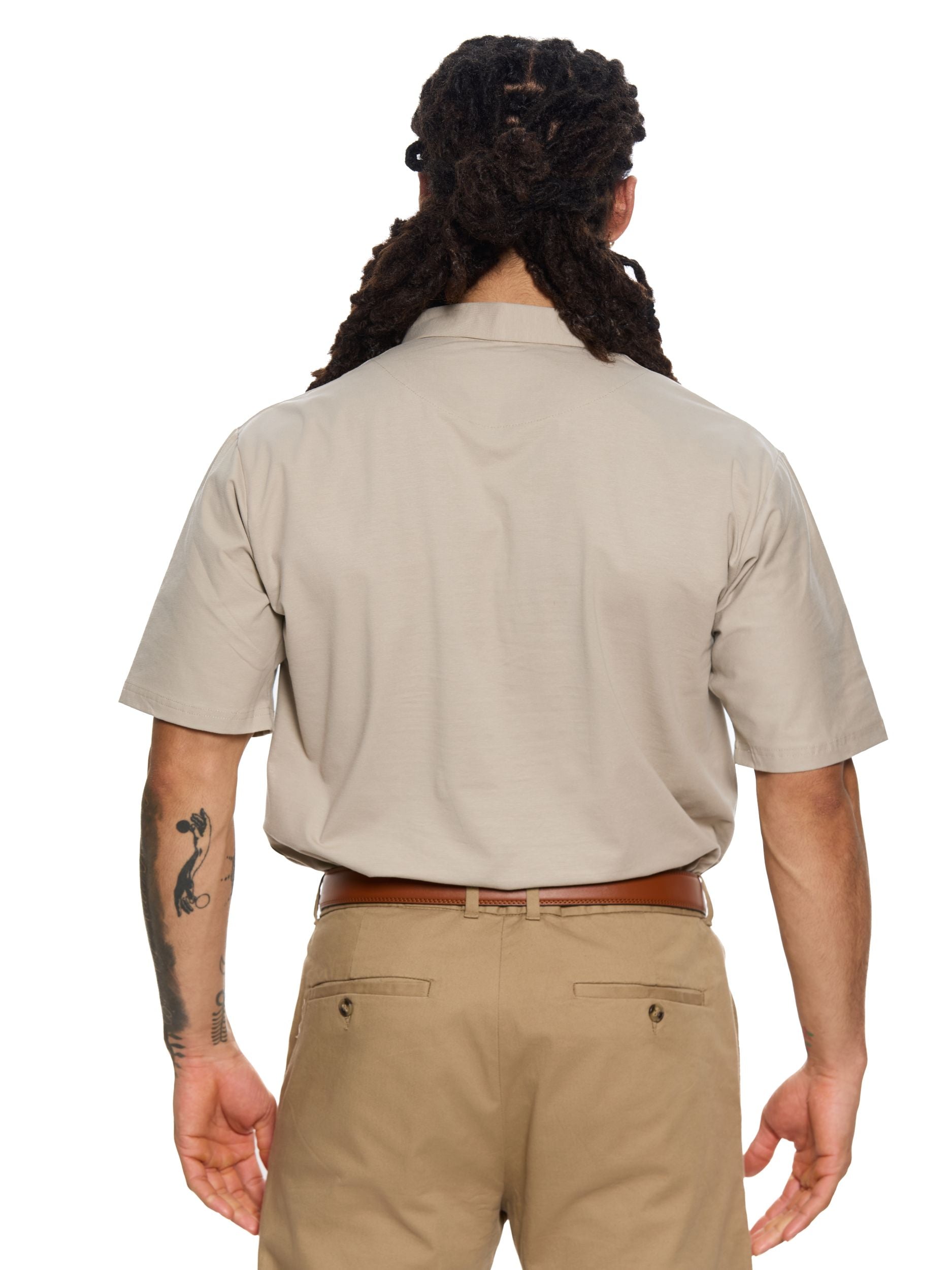 T&3s Cotton Polo – Water-Repellent Performance Polo T- Shirt -  Light Khaki