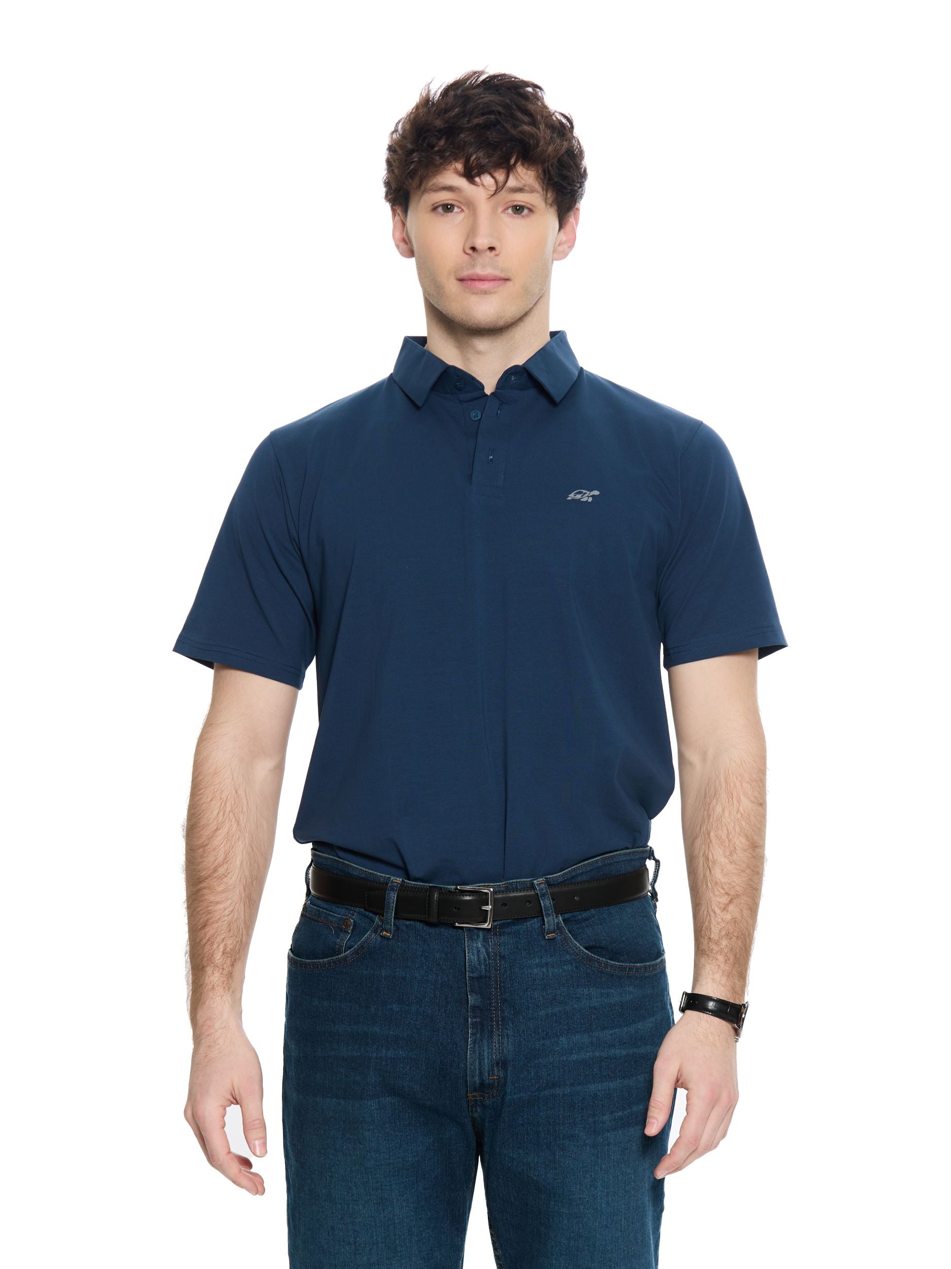 T&3s Cotton Polo – Water-Repellent Performance Polo T- Shirt - Navy Blue