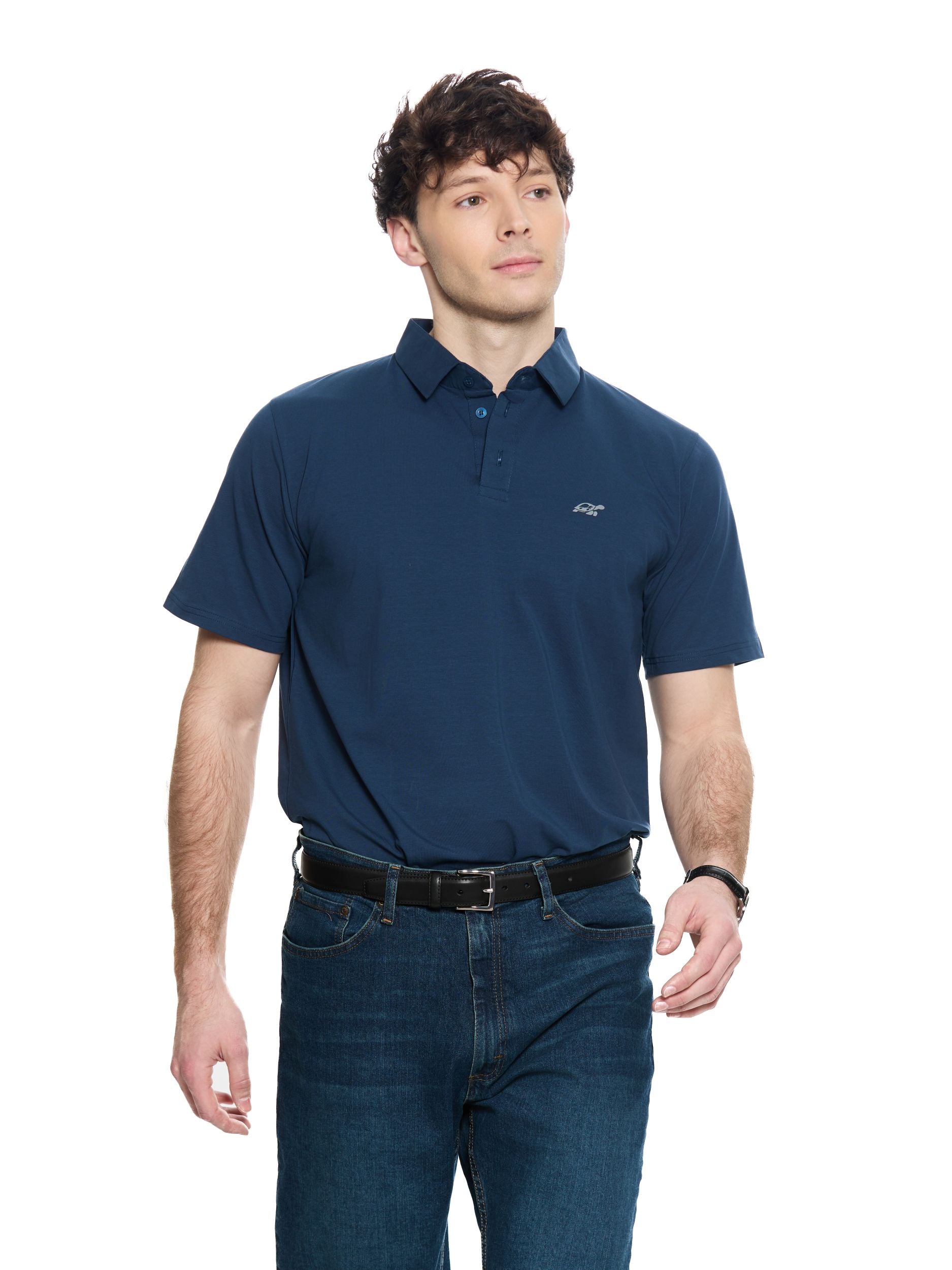 T&3s Cotton Polo – Water-Repellent Performance Polo T- Shirt - Navy Blue