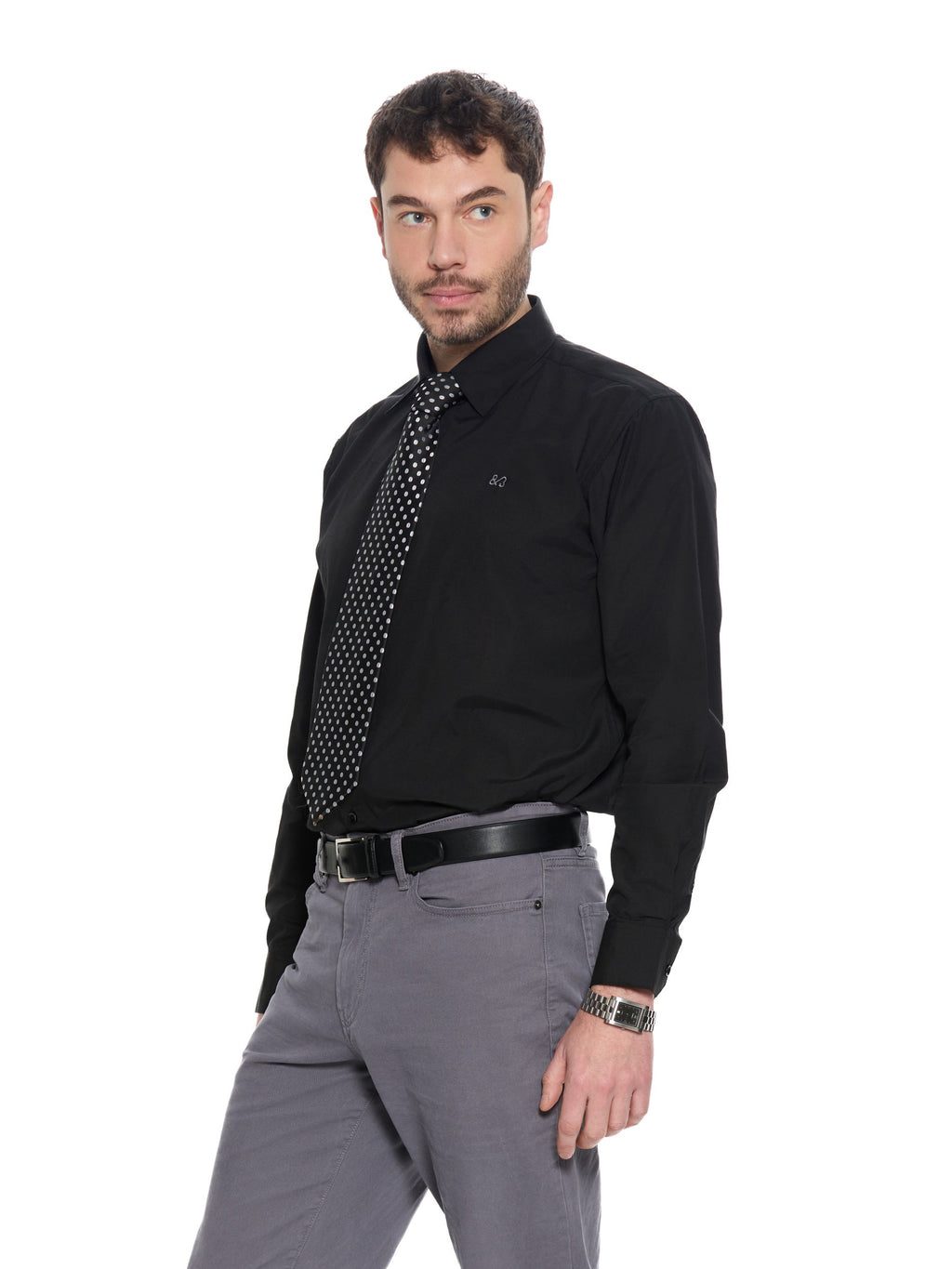 T&3s Essential Button-Down shirt - Black