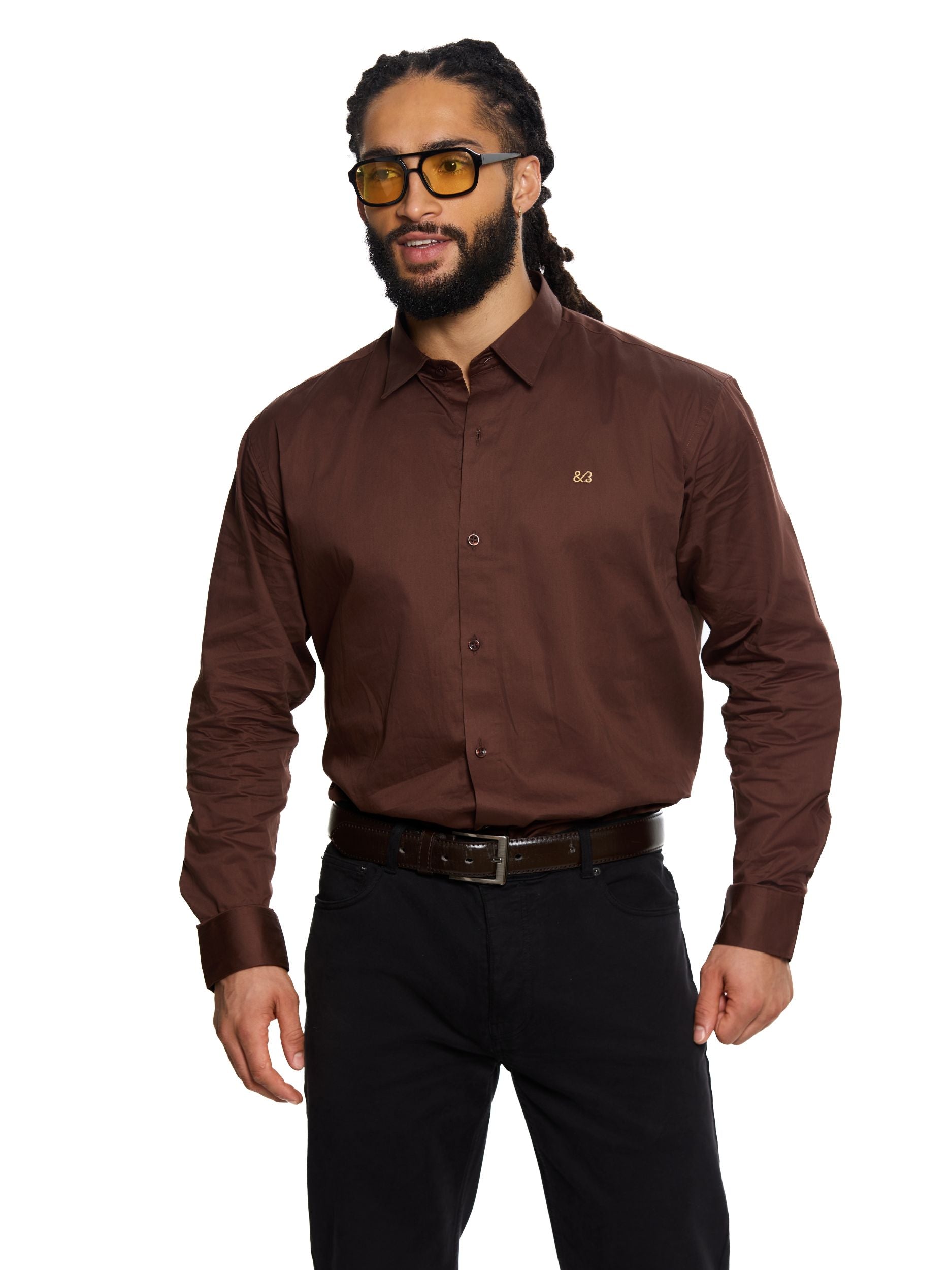 T&3s Executive Cotton Shirt - Coffee Brown