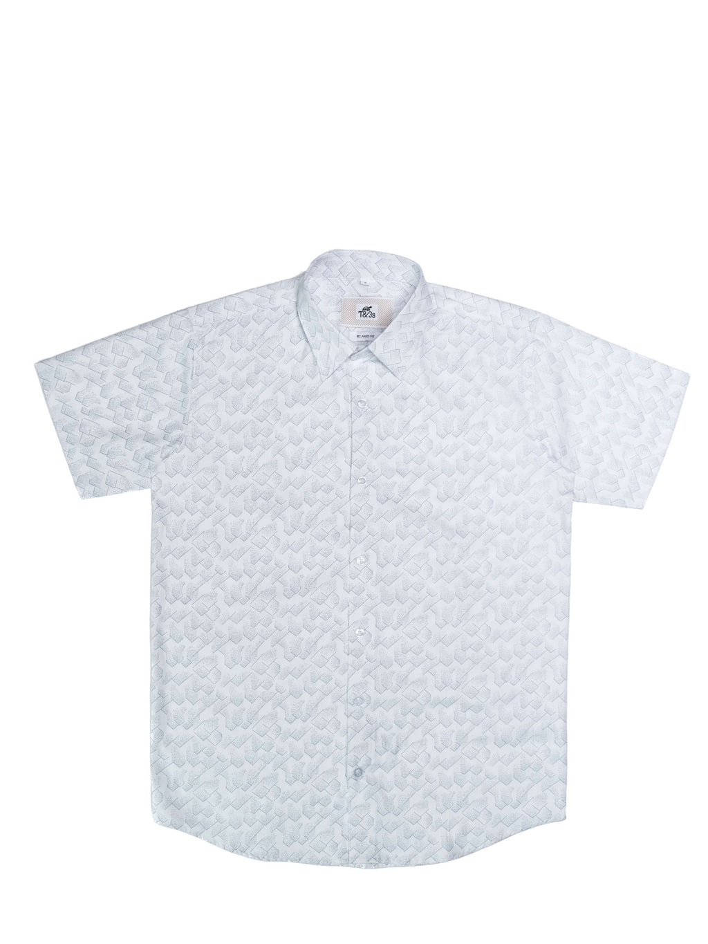 T&3s Giza Frost Geo Cotton Shirt - Blue