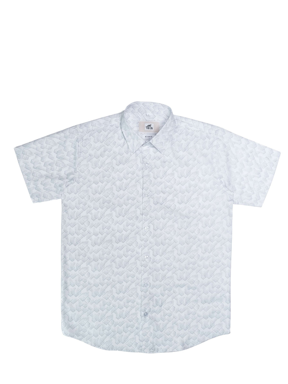 T&3s Giza Frost Geo Cotton Shirt - Blue