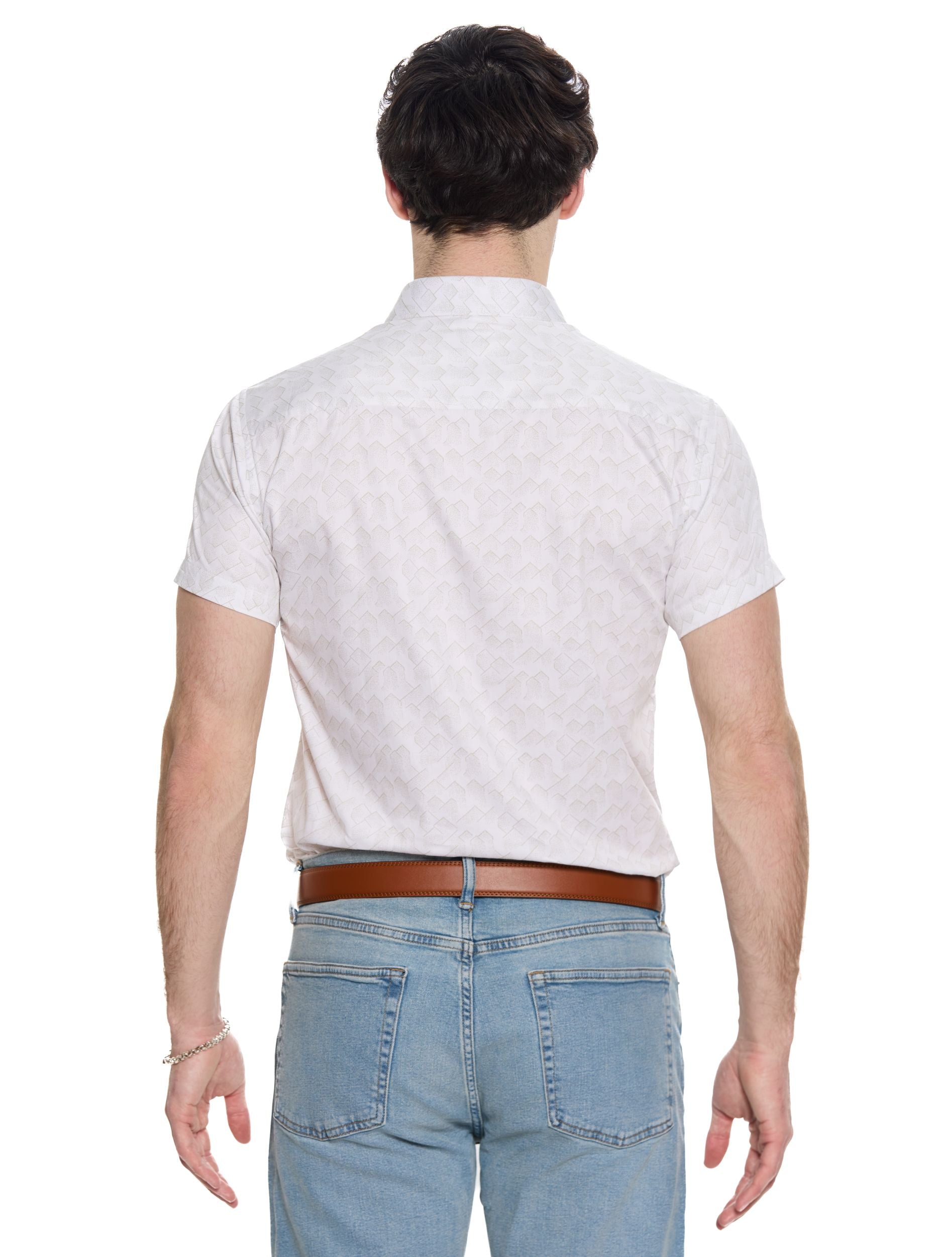 T&3s Giza Frost Geo Cotton Shirt - Golden