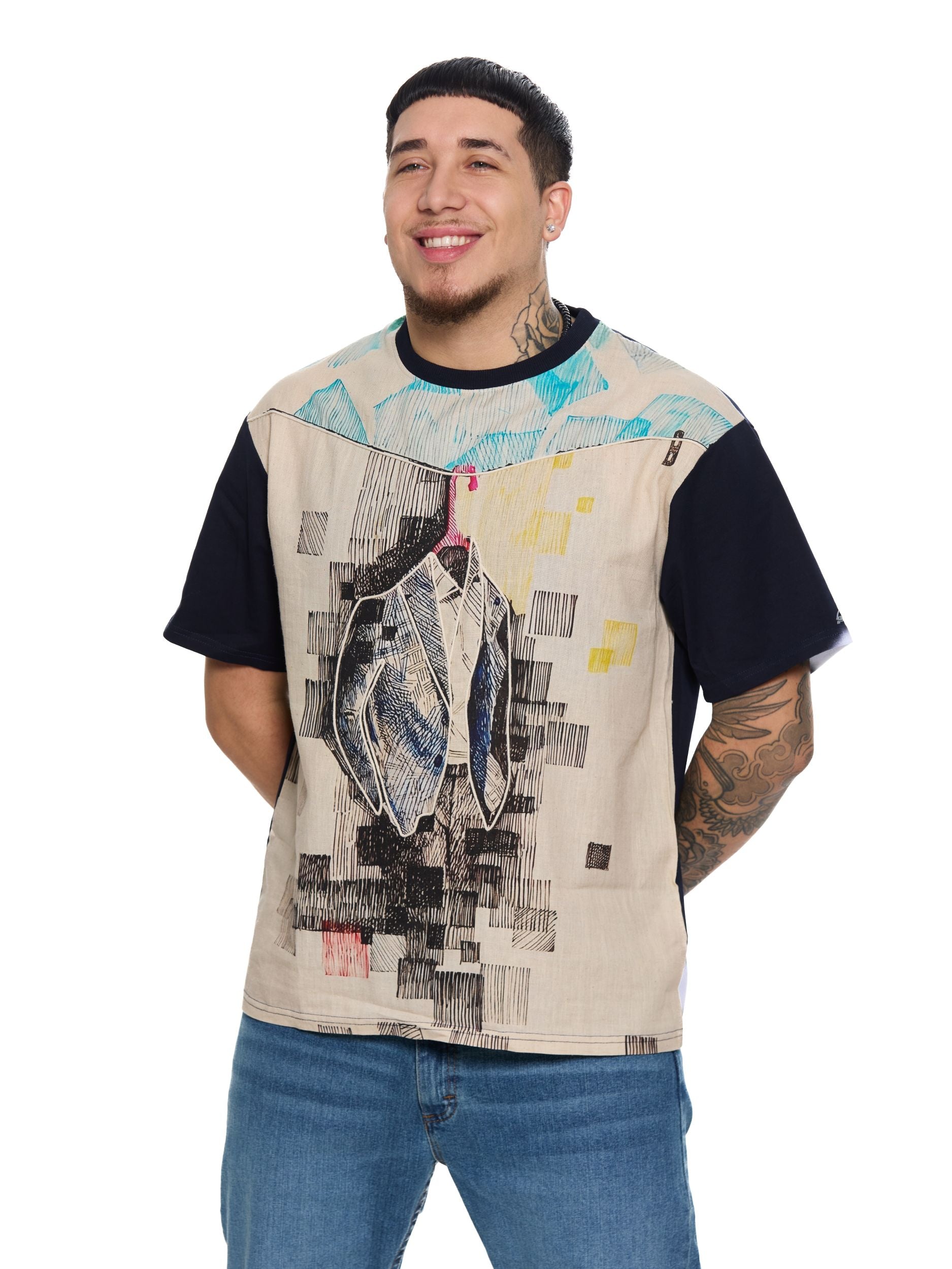 T&3s Graphic T-Shirt – Handcrafted String Embroidery - Hanging Gentlemen