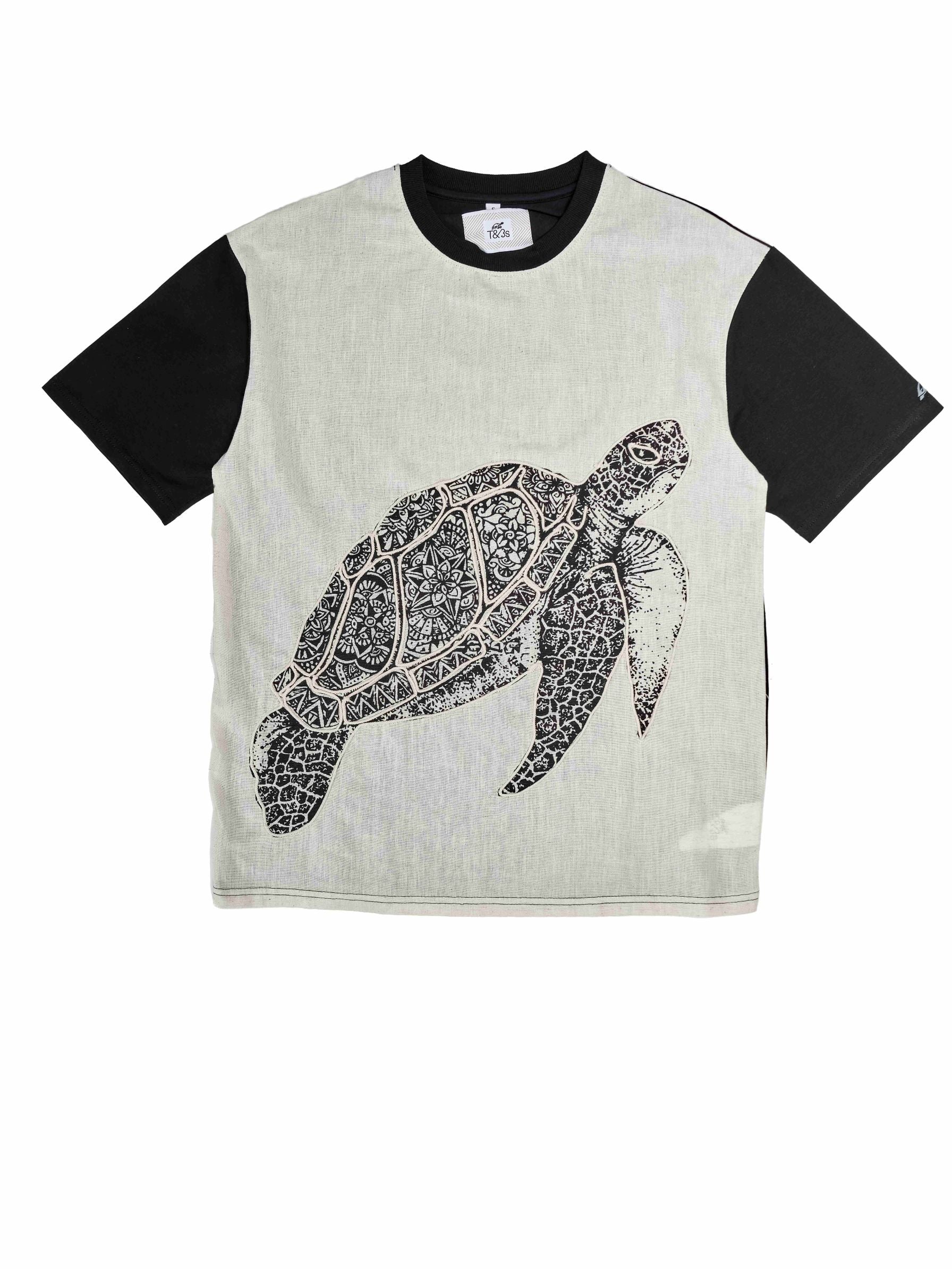 T&3s Graphic T-Shirt – Handcrafted String Embroidery - Turtle