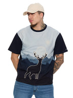 T&3s Graphic T-Shirt – Handcrafted String Embroidery - Wild Deer